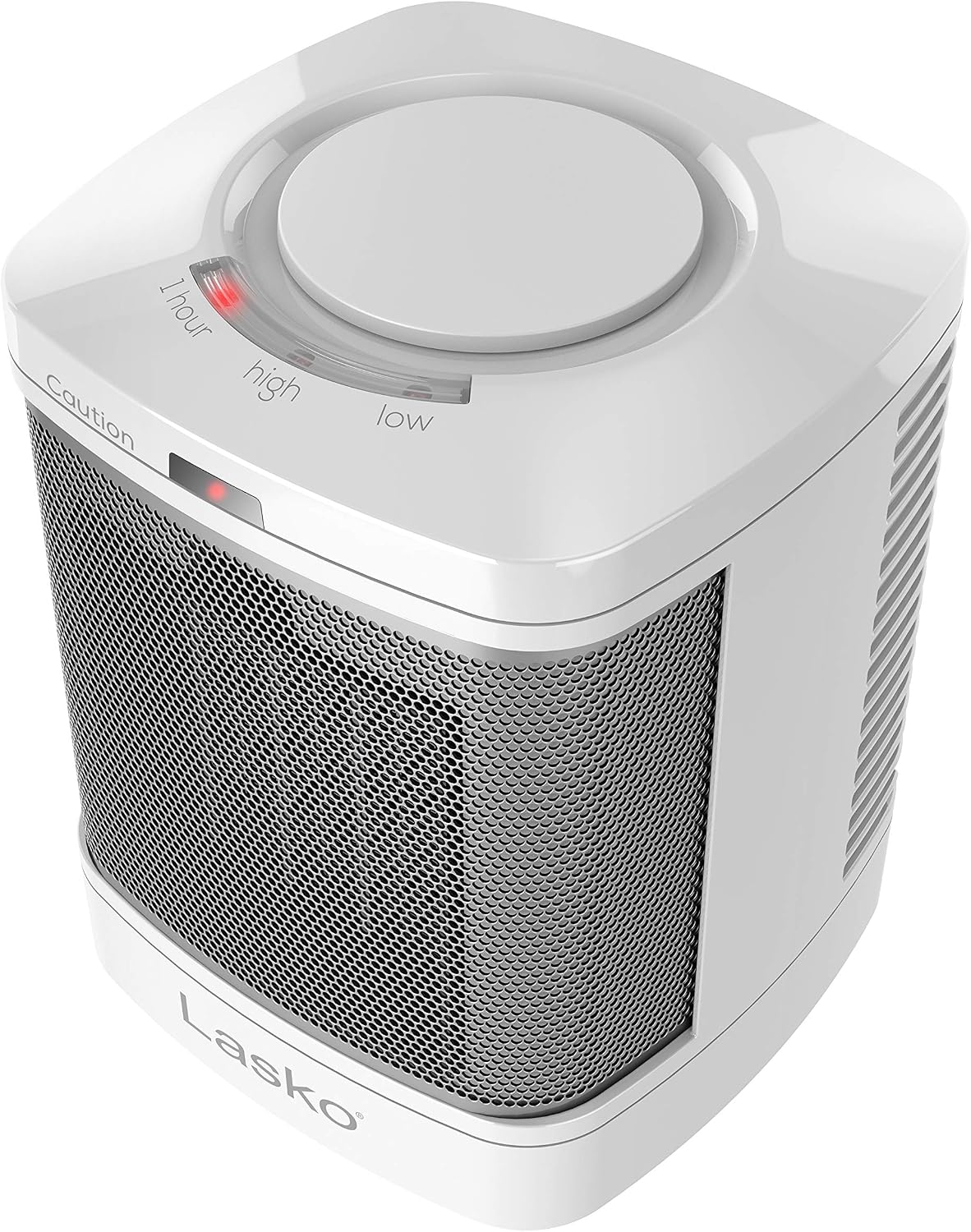 Lasko Electric Ceramic Space Heater for Bathroom - 8” - CD08200 - White | ALCI Safety Plug, Portable, 2 Heat Settings, Simple Heat Button, Overheat Protection, Cool Touch Housing, 1500W