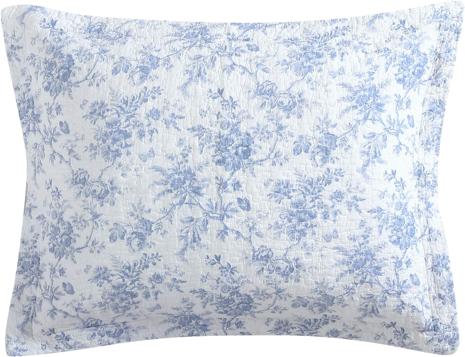 Laura Ashley - Queen Quilt Set, Soft Cotton Bedding with Matching Shams, Reversible Floral Toile Design, Floral Room Decor