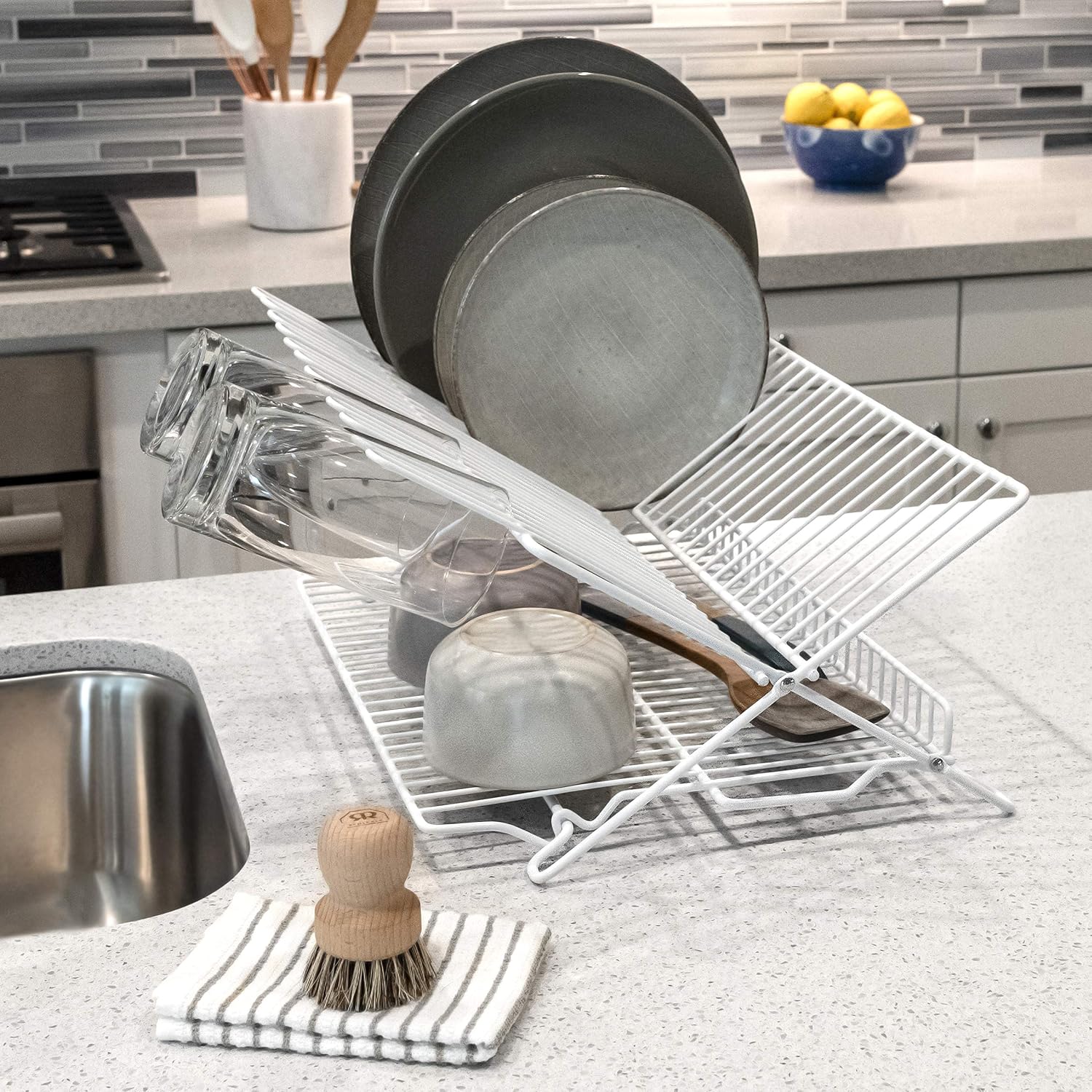 Better Houseware Large Folding Dish Drying Rack Space-Saving Dish Rack for Kitchen Counter Versatile Dish Racks Folding Design for Extra Drying Space