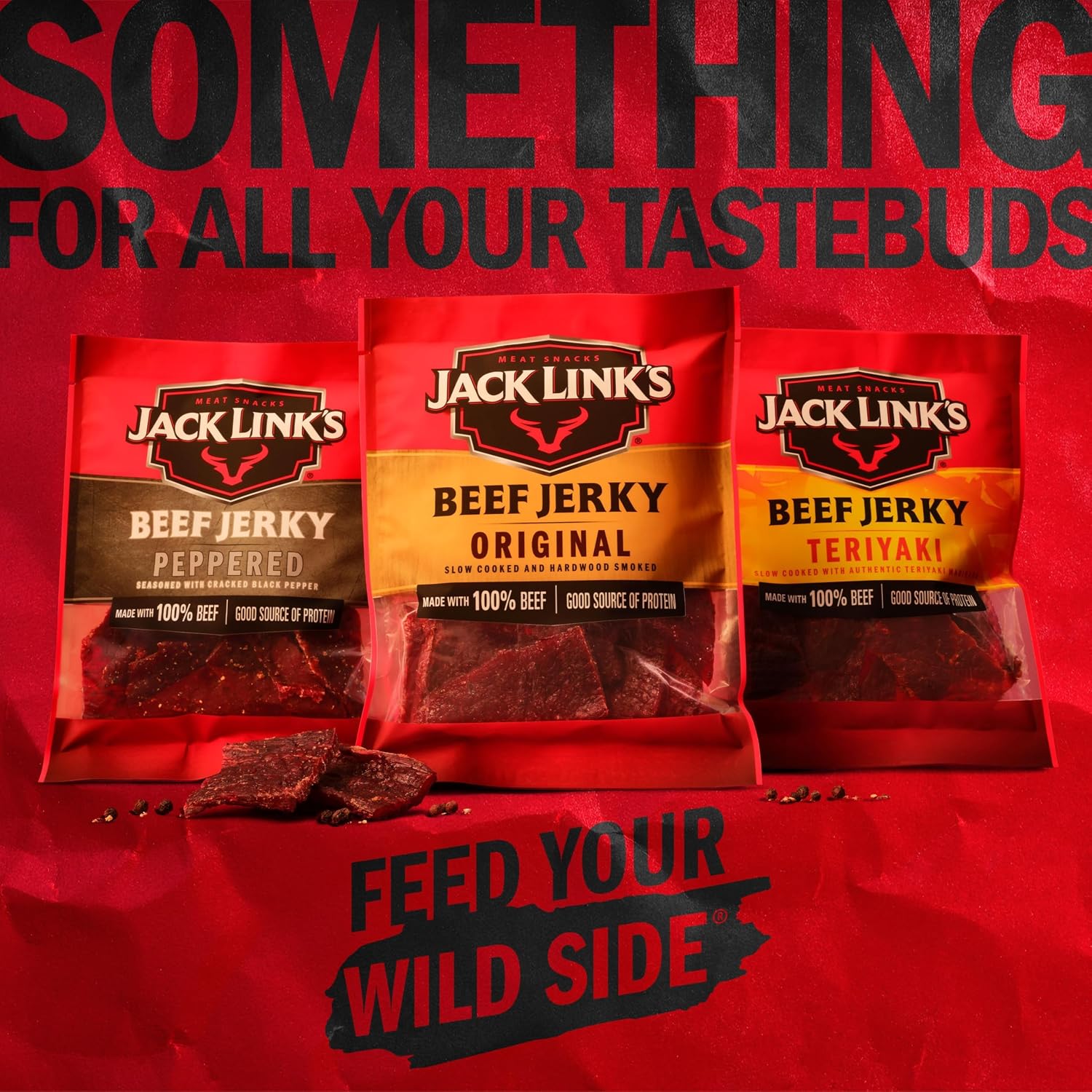 Jack Link's Peppered Beef Jerky Half Pounder - 8 oz Large Jerky Bag - Ready to Eat Real Meat Protein Snacks - 9g Protein per Serving - Made with 100% Real Beef | Large Jerky Bag - Ready to Eat Real Meat Protein Snacks - 9g Protein per Serving - Made with…
