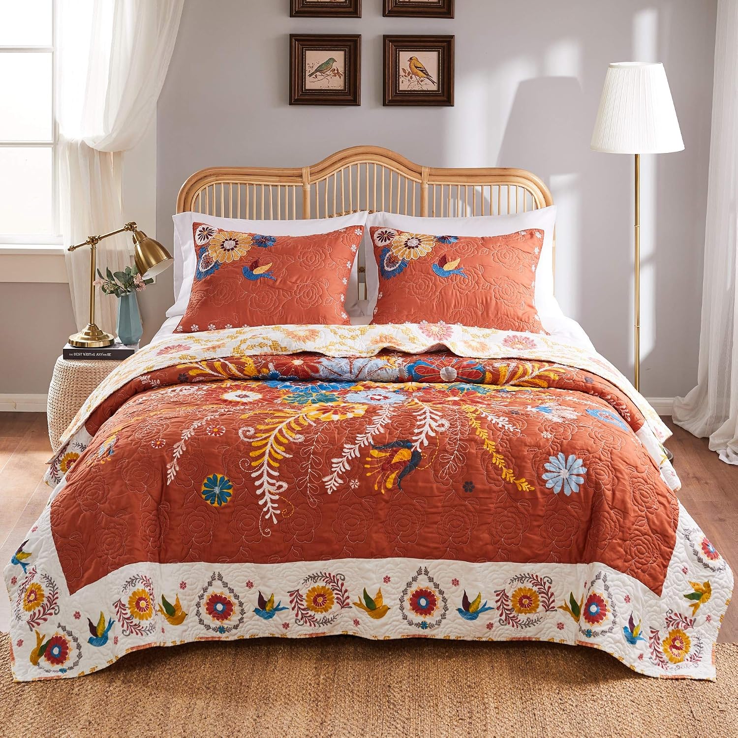Greenland Home Barefoot Bungalow Topanga Quilt Set, 3-Piece Full/Queen, Multi