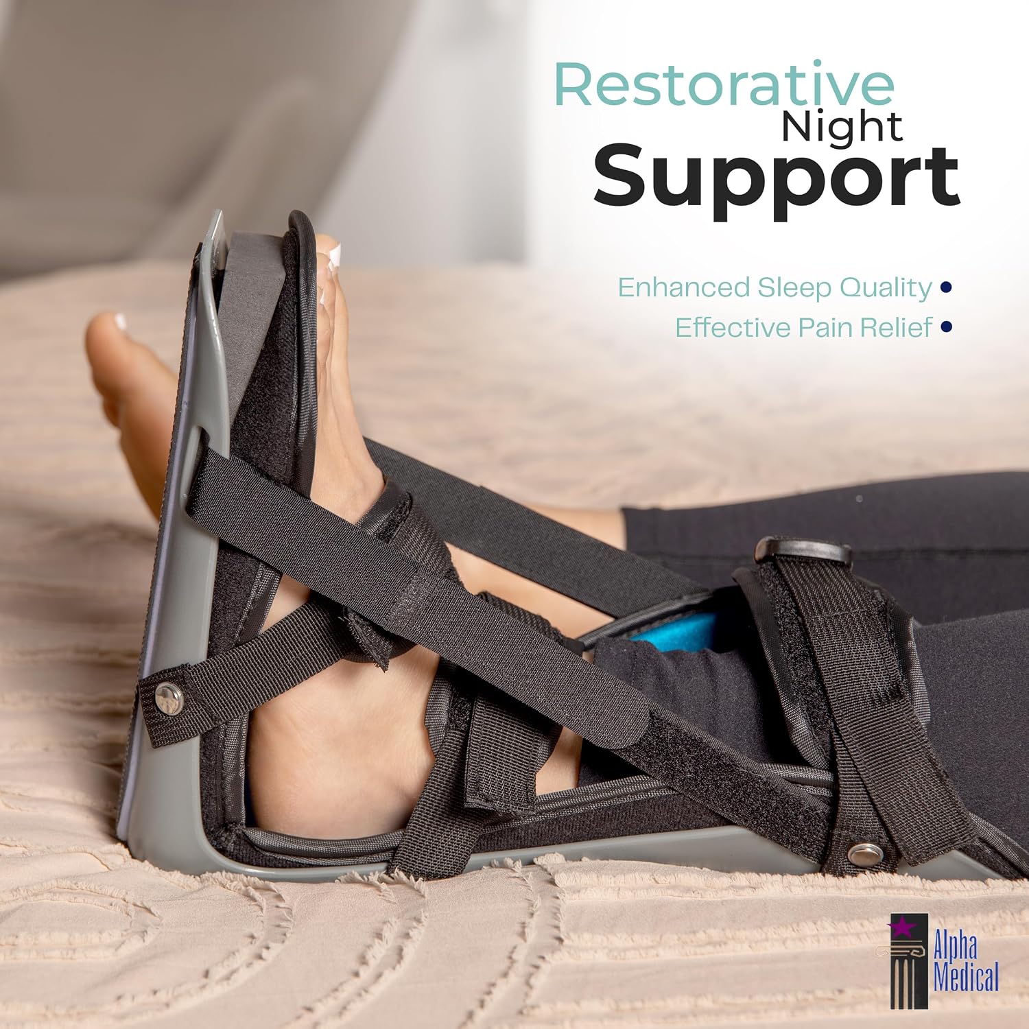 Plantar Fasciitis Adjustable Night Splint. Sleeping boot for foot stretching. P.F. Night Splint with wedge for dorsiflexion. Achilles tendonitis, Heel and Bone Spur, Tendon and Calf Stretching, Arch Pain Treatment. Fits Left & Right Foot. L4398 (Medium)
