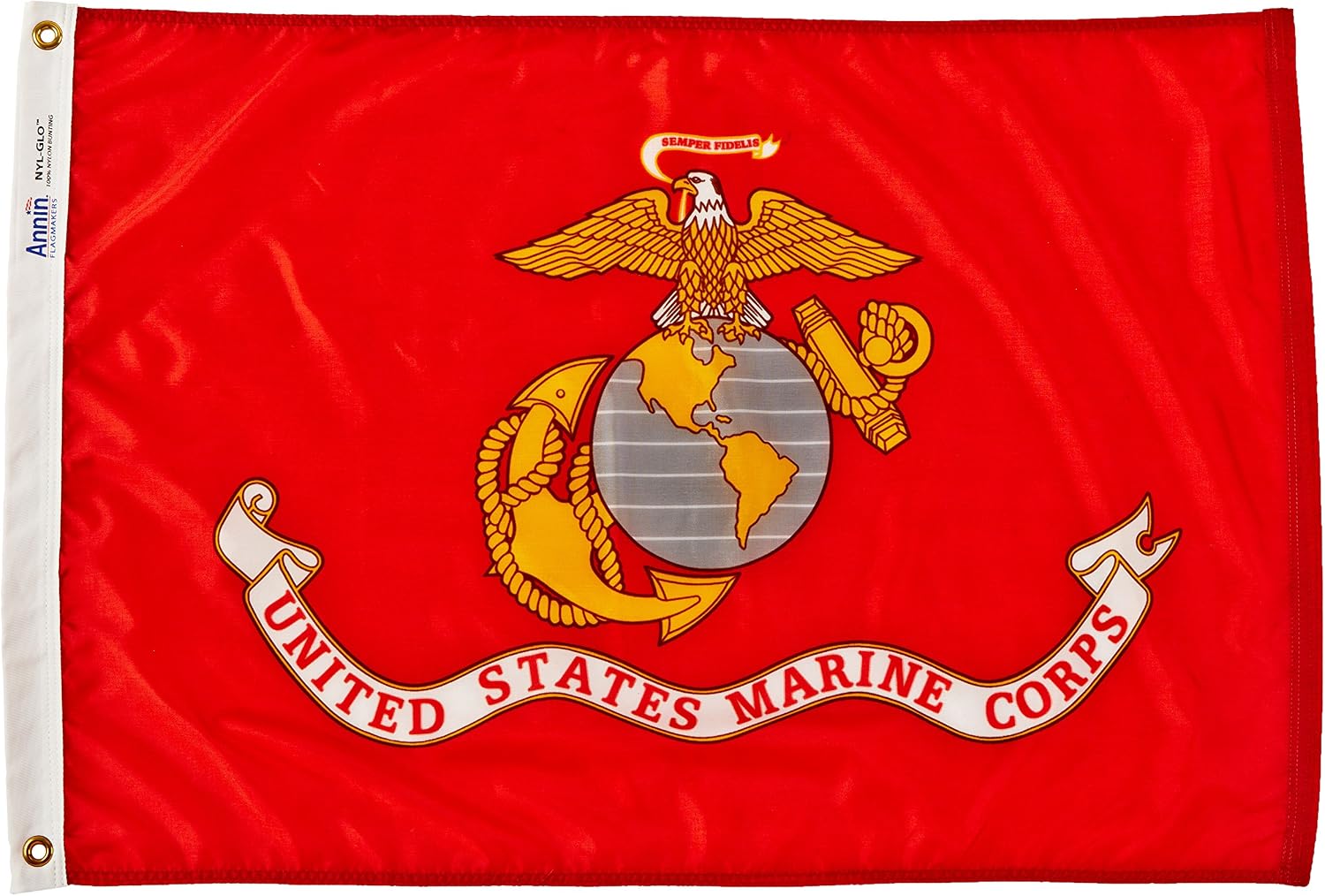 Annin Flagmakers U.S. Marine Corps Military Flag USA-Made to Official Specifications, Officially Licensed, 4 x 6 Feet (Model 439007) | USA-Made to Official Specifications, Officially Licensed