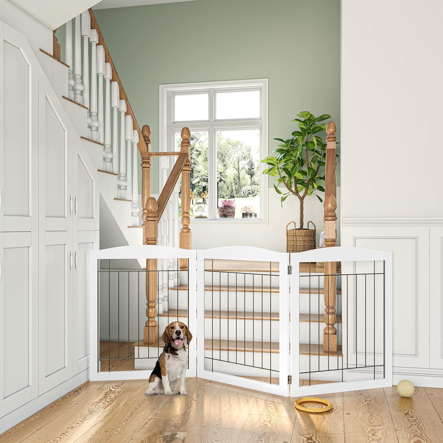 PAWLAND Extra Wide Foldable Dog gate for Doorway, Indoor, 72“ Wide, 30" H