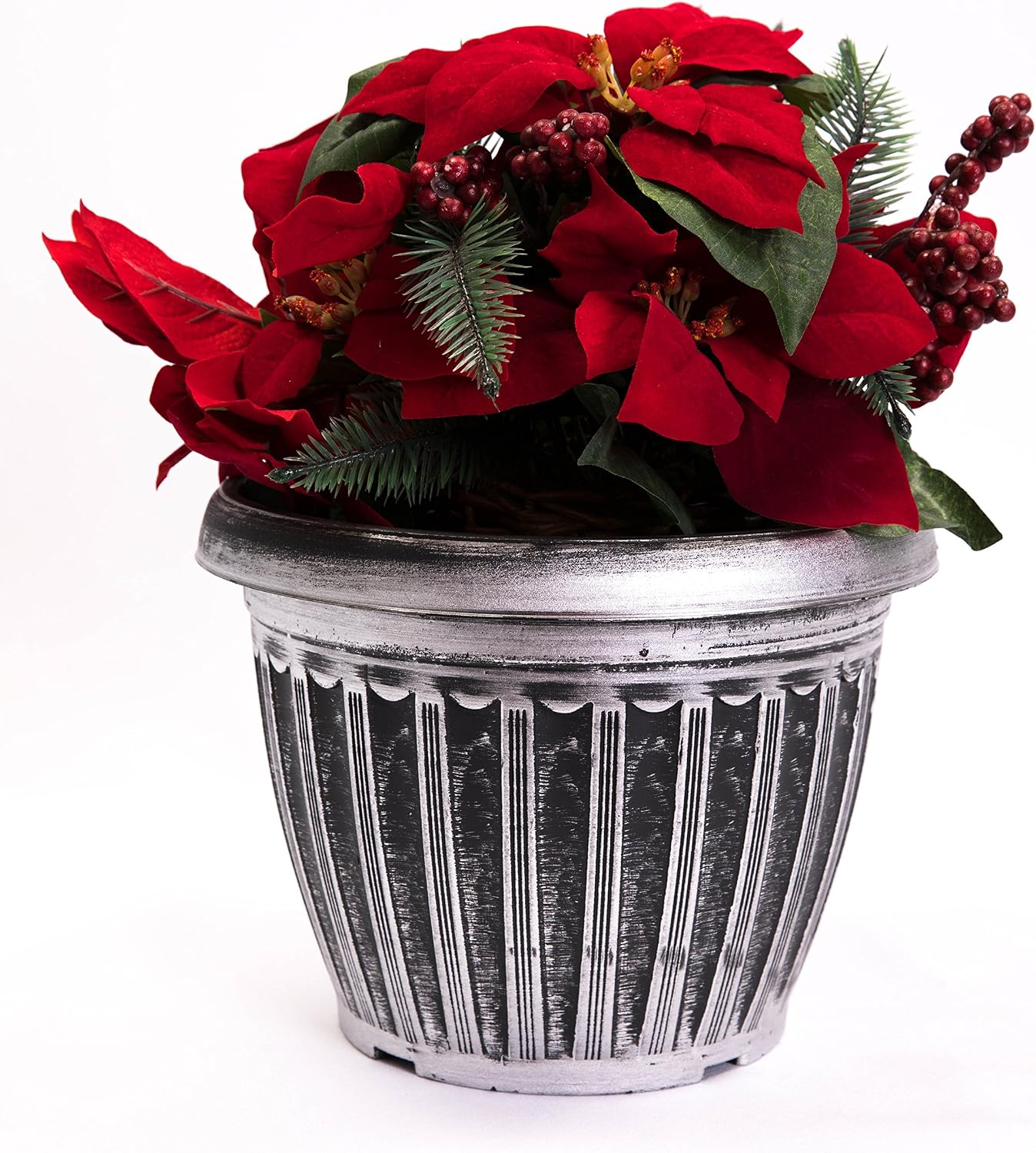 Rustic Flowerpot 10" Planter for Garden Patio Office Ornaments Home Decor Long Lasting Reusable Light Weight (Silver-S)