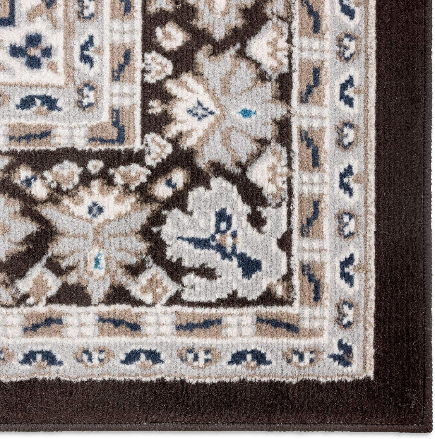 Home Dynamix Premium Sakarya Traditional Medallion Border Area Rug, Ivory/Brown, 7'9"x10'8" Rectangle