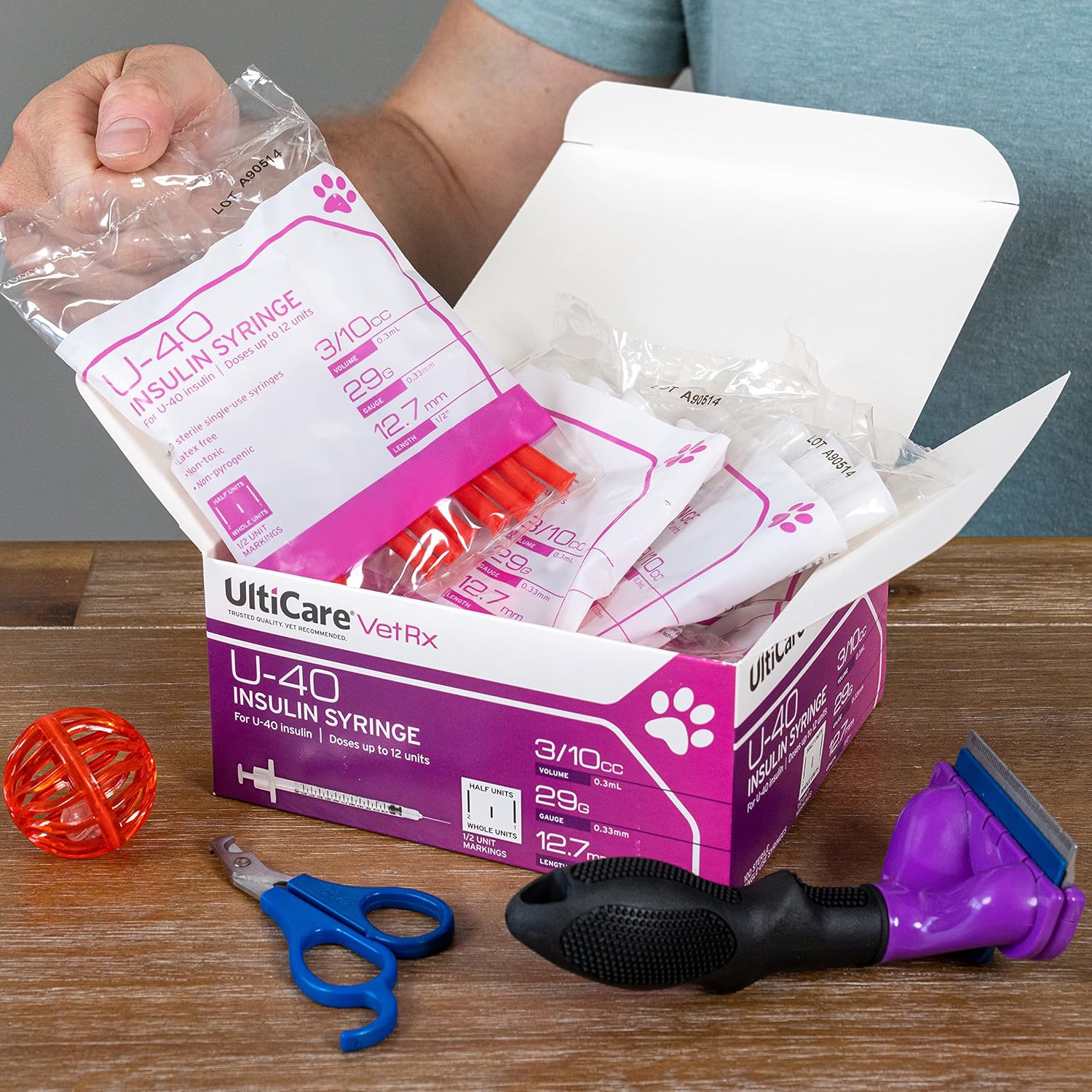 UltiCare VetRx U-40 Pet Insulin Syringes, 3/10cc, 29G x 1/2", 100 Ct, HU