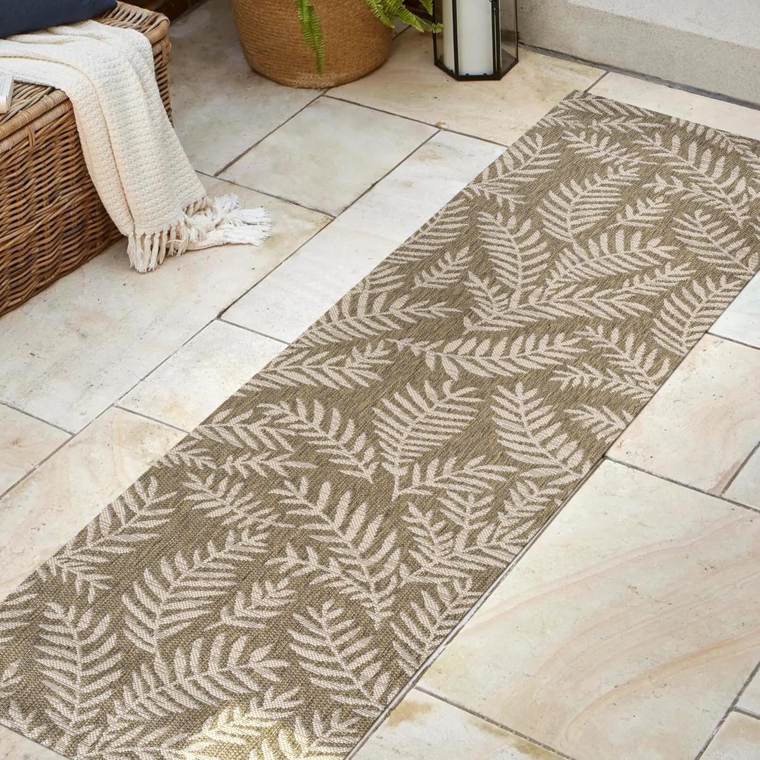 JONATHAN Y Palm Frond Indoor Outdoor Area Rug 3X5 Navy/Ivory, Nevis for Backyard, Patio, Porch, Easy-Cleaning, High Traffic, Pet-Friendly
