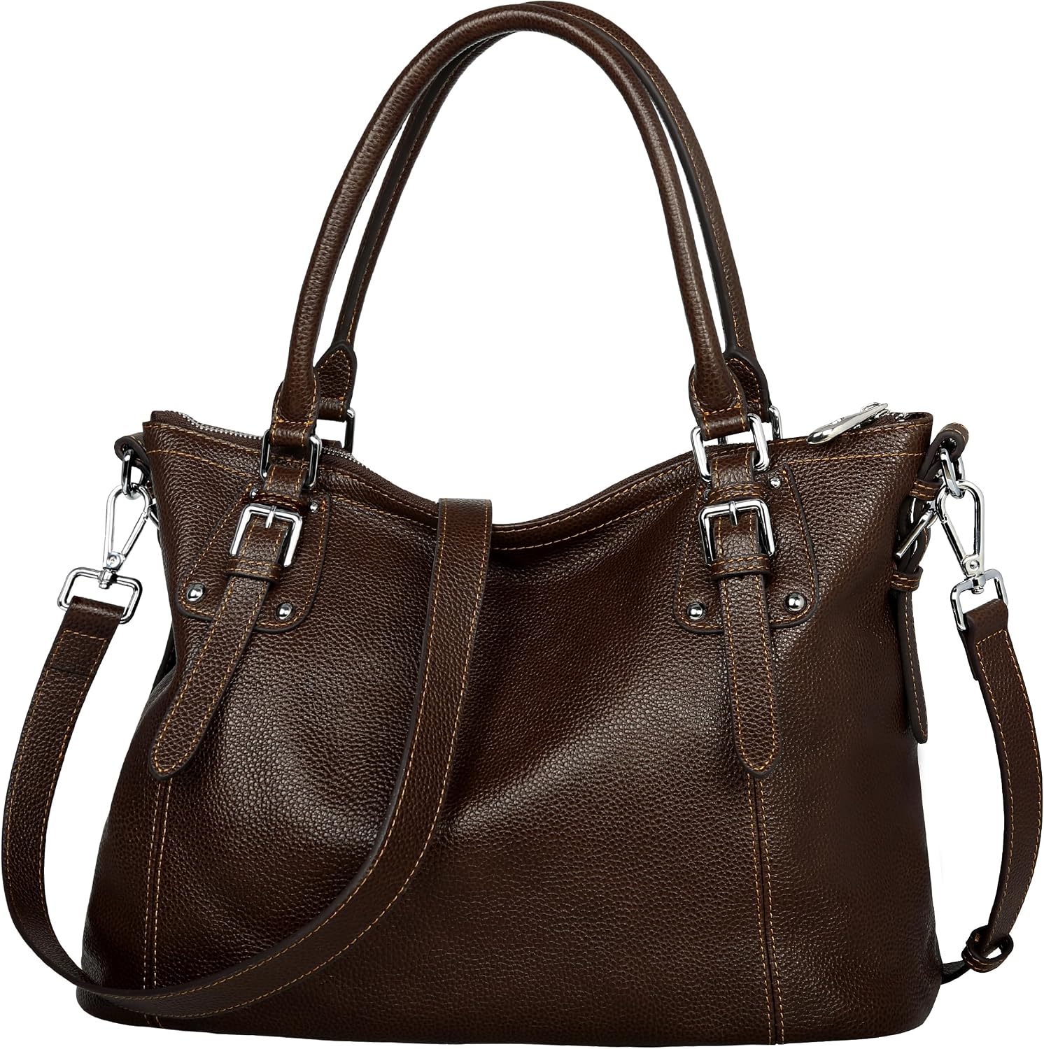 HESHE Leather Purses and Handbag for Women Shoulder Bag Tote Top Handle Bag | Genuine Designer Large Capcity Hobo Crossbody Satchel Travel Work Ladies Zippered Ladies Daily Bag Adjustable Long Strap