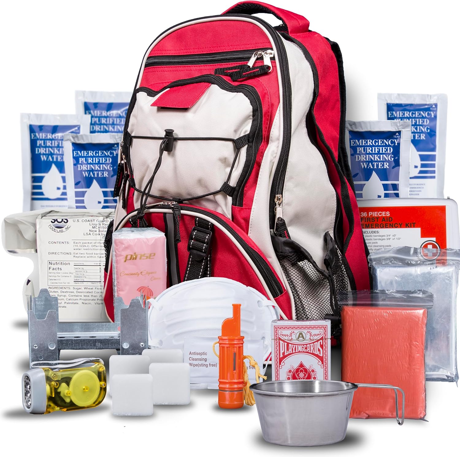 Blue Seventy-Two - Pro Series - Red Deluxe 72 Hour Emergency Backpack Survival Kits for 1 Person | Survival Kits for Wildfires, Earthquakes, Tornado
