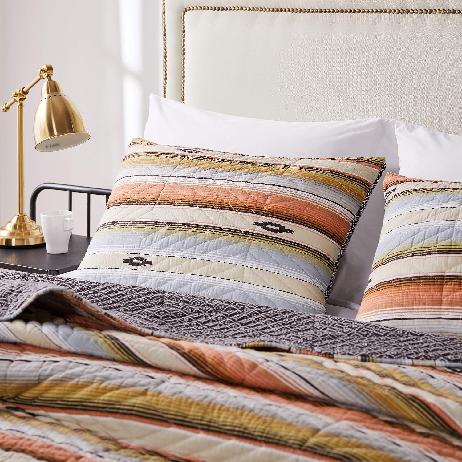 Greenland Home Fashions Ultra-Soft, Reversible, Brushed Microfiber Quilt Set, 3-Piece Full/Queen, Misty Bloom