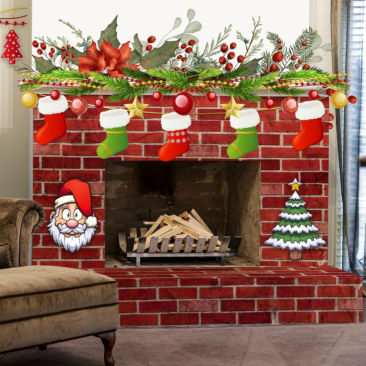 JOYIN Brick Wall Backdrop 30FT x 4FT Birthday Party Accessory Christmas Wall Decorations