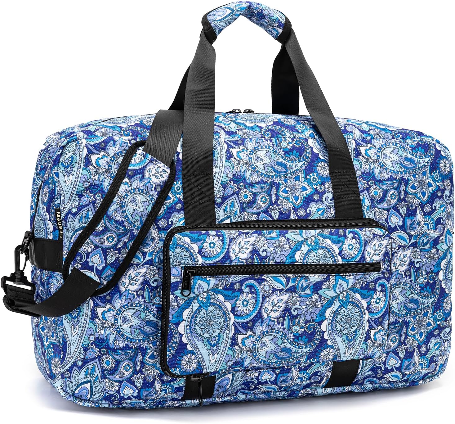 Travel Foldable Waterproof Duffel Bag - Lightweight Carry on Luggage Tote Duffel Bag(Black Floral)