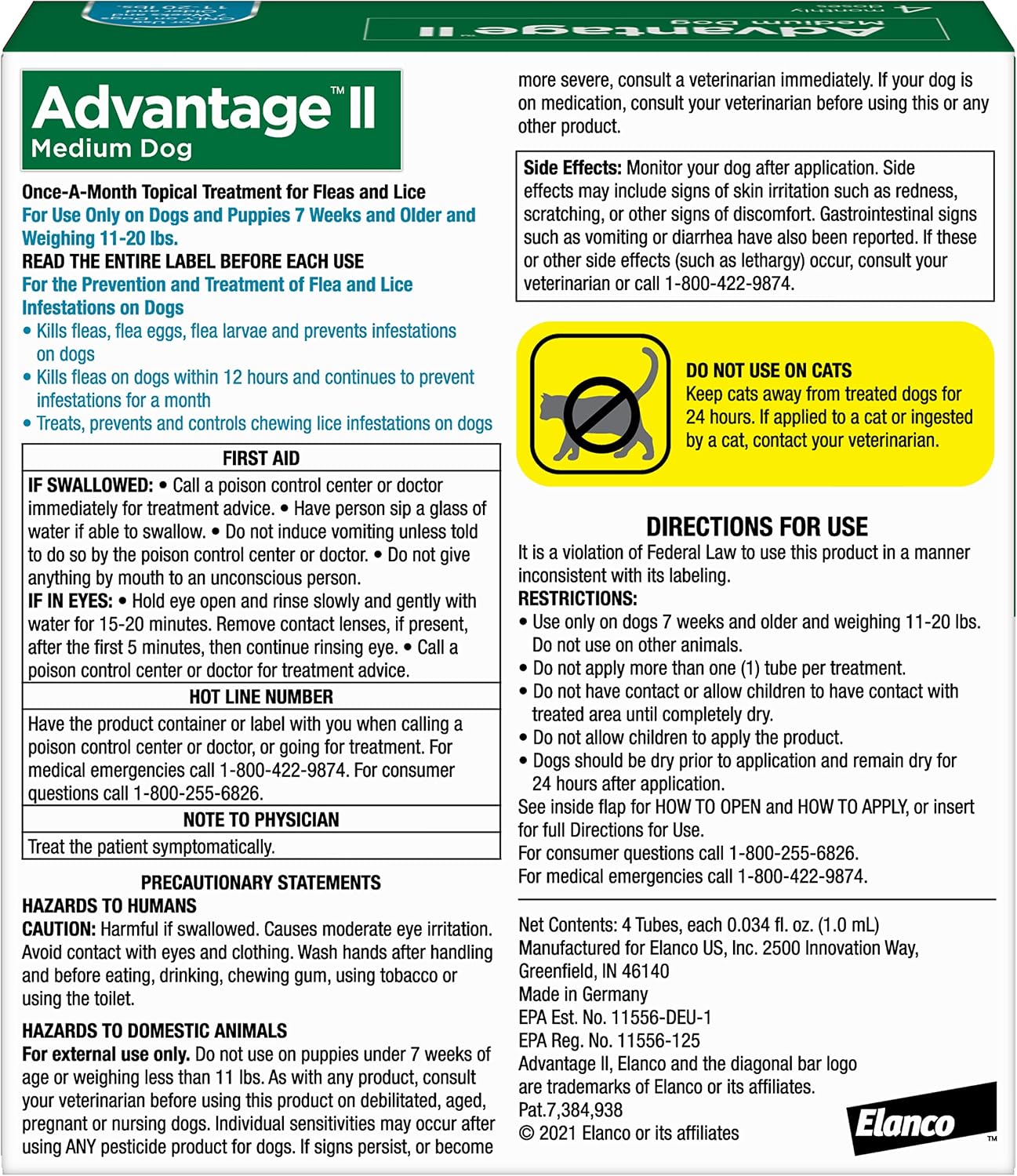 Advantage II Large Dog Vet-Recommended Flea Treatment & Prevention | Dogs 21-55 lbs. | 4-Month Supply