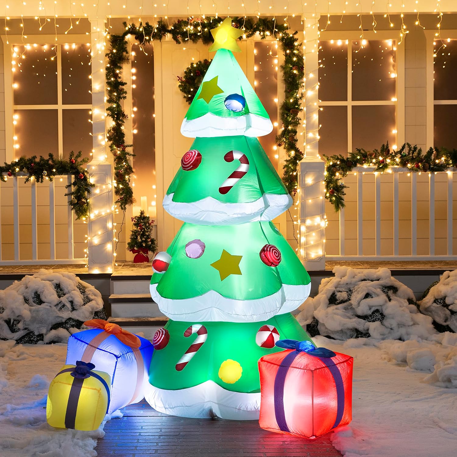 Joiedomi 7FT Tall Christmas Inflatables Tree Outdoor Decoration