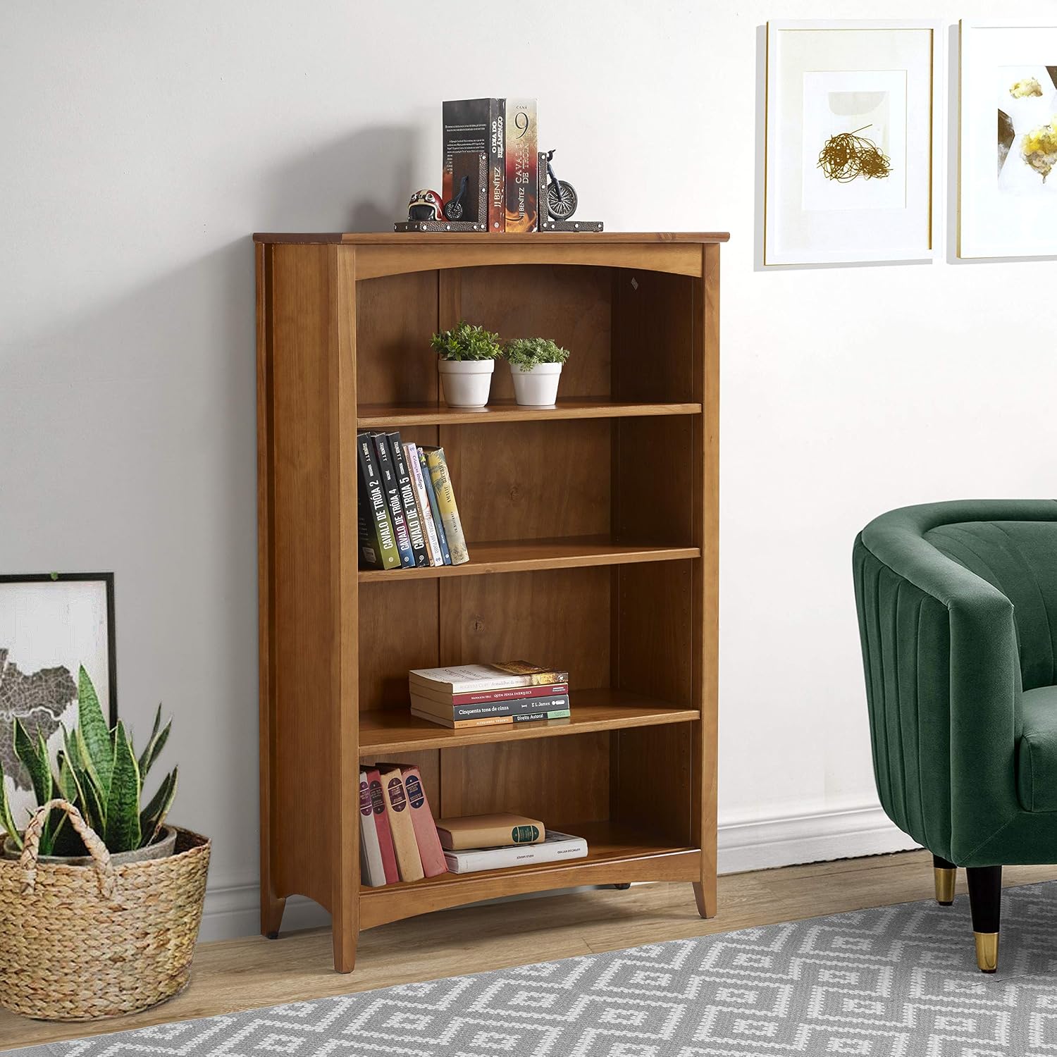 Shaker Style 3 Shelf Bookcase / Solid Wood / 36" High / Adjustable Shelving / Closed Back / Display Bookshelf for Living Room, Bedroom, Home and Office, White