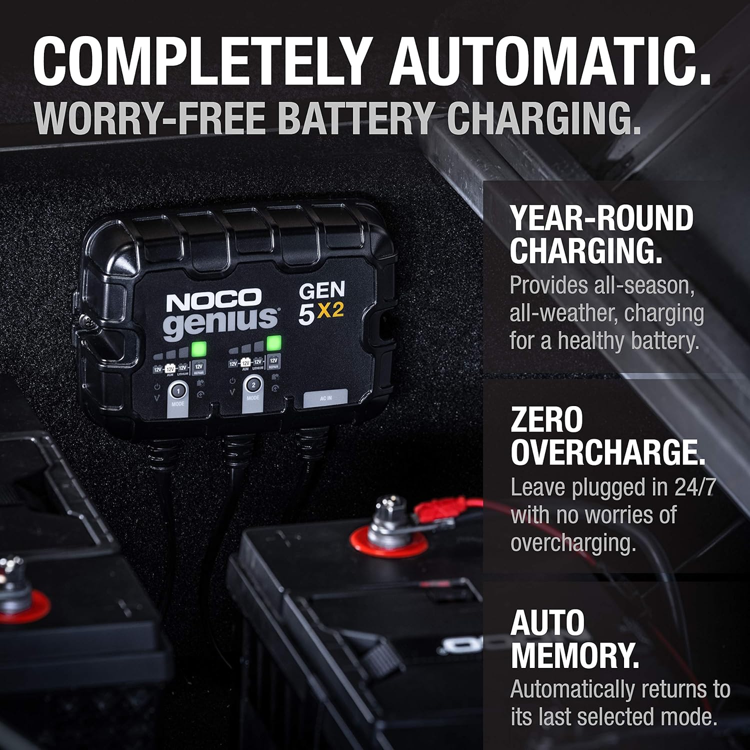 NOCO GEN5X2 12V 10A 2-Bank OnBoard Marine Battery Charger & Maintainer