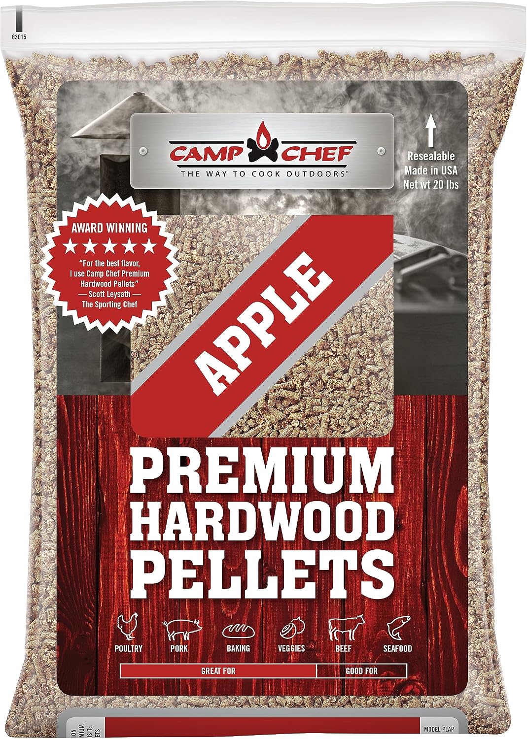 Camp Chef Orchard Apple BBQ Pellets, Hardwood Pellets for Grill, Smoke, Bake, Roast, Braise and BBQ, 20 lb. Bag