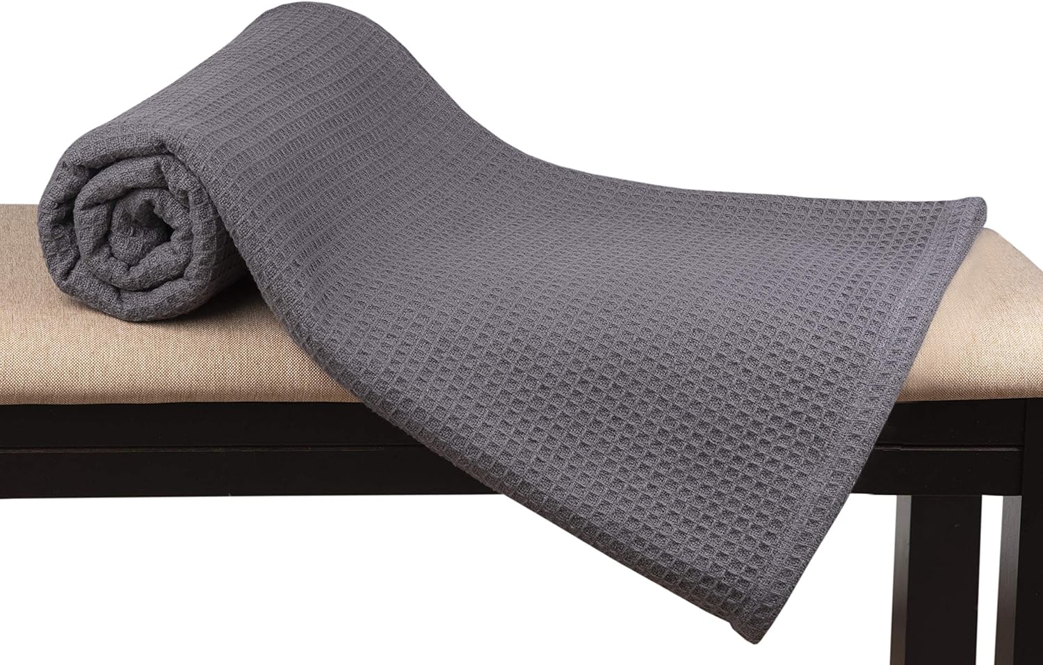 Glamburg 100% Cotton Thermal Bed Blanket, Soft Waffle, Queen Size, All Season, Navy Blue