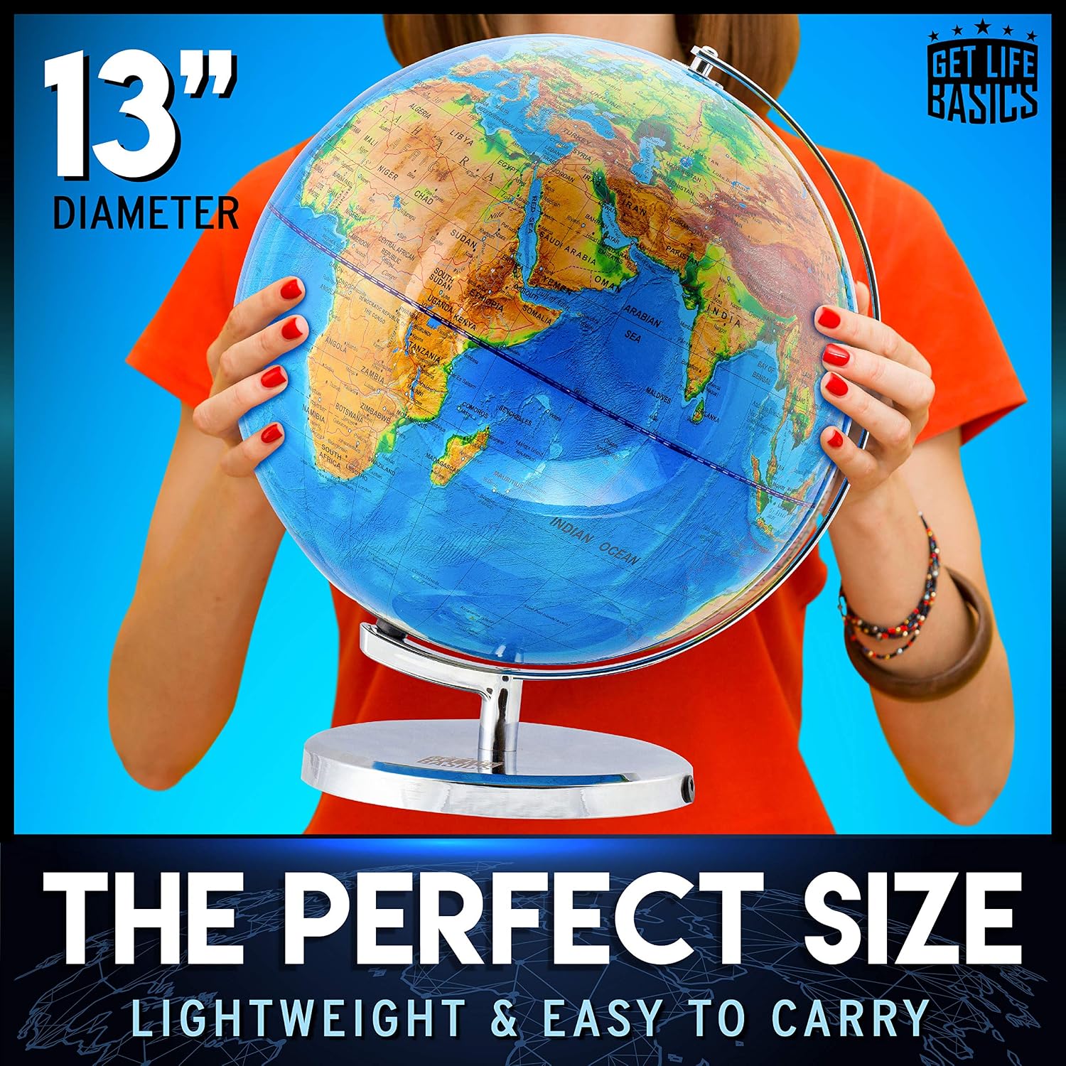 13” Illuminated Constellation World Globe for Kids & Adults