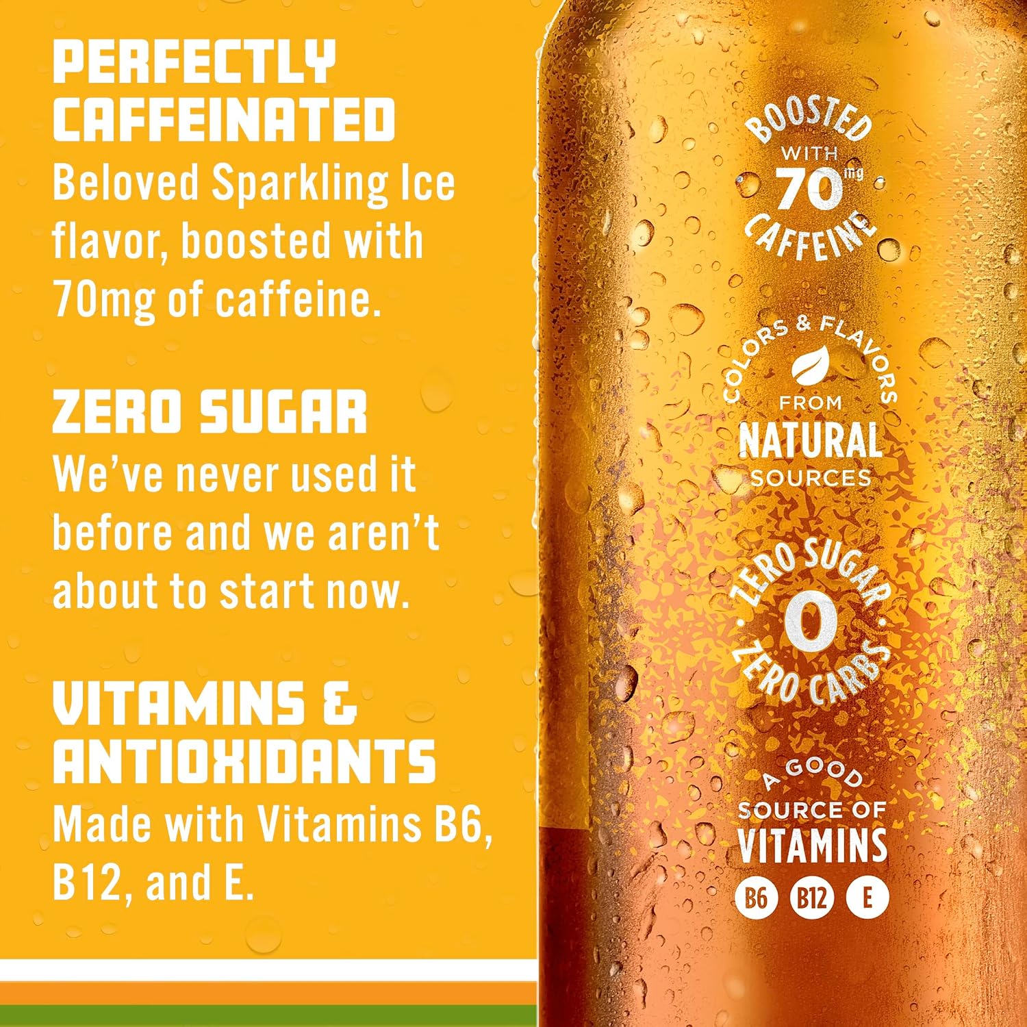 Sparkling Ice Caffeine Black Raspberry Sparkling Water with Caffeine, Zero Sugar, with Antioxidants and Vitamins,16 fl oz Cans (Pack Of 12)