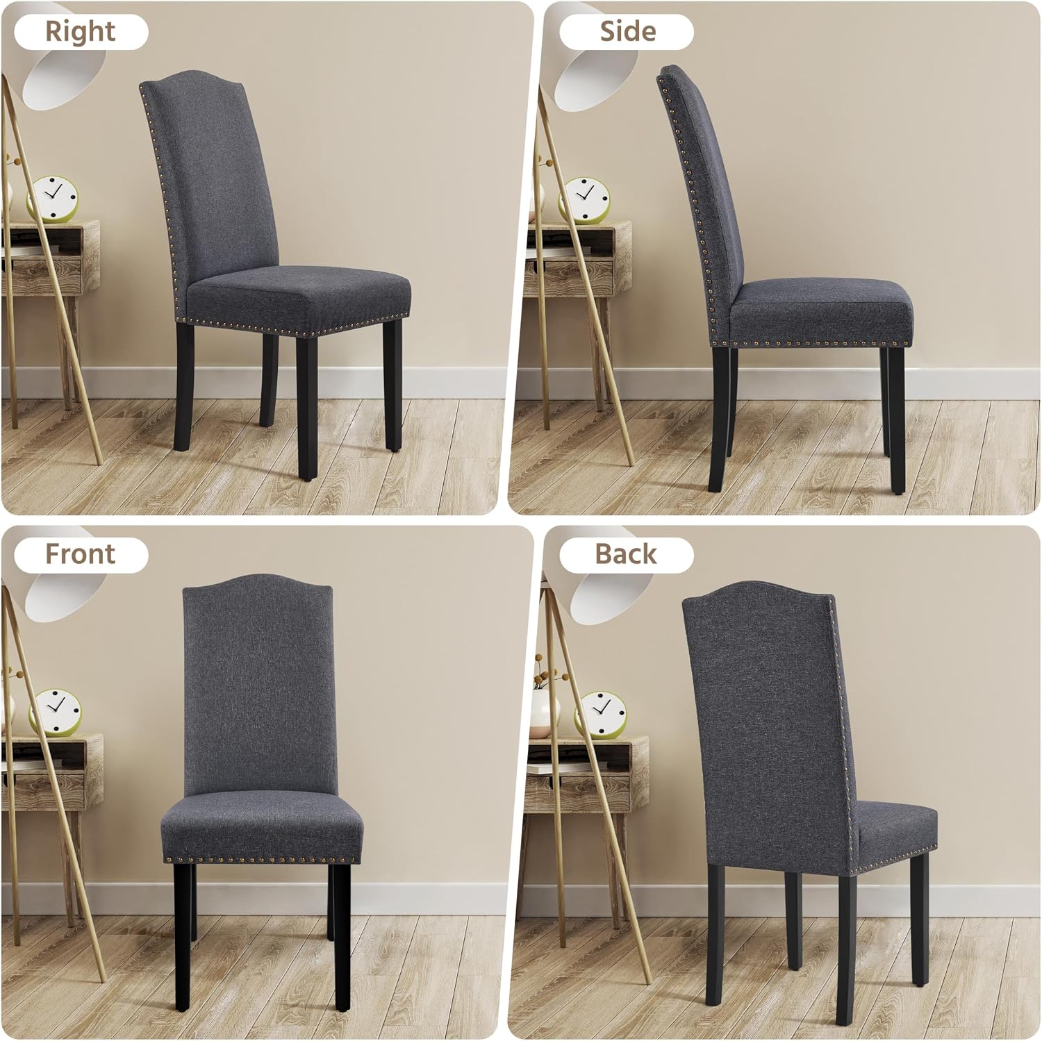 Yaheetech Dining Chairs Set of 2 High Back Parson Chairs Khaki