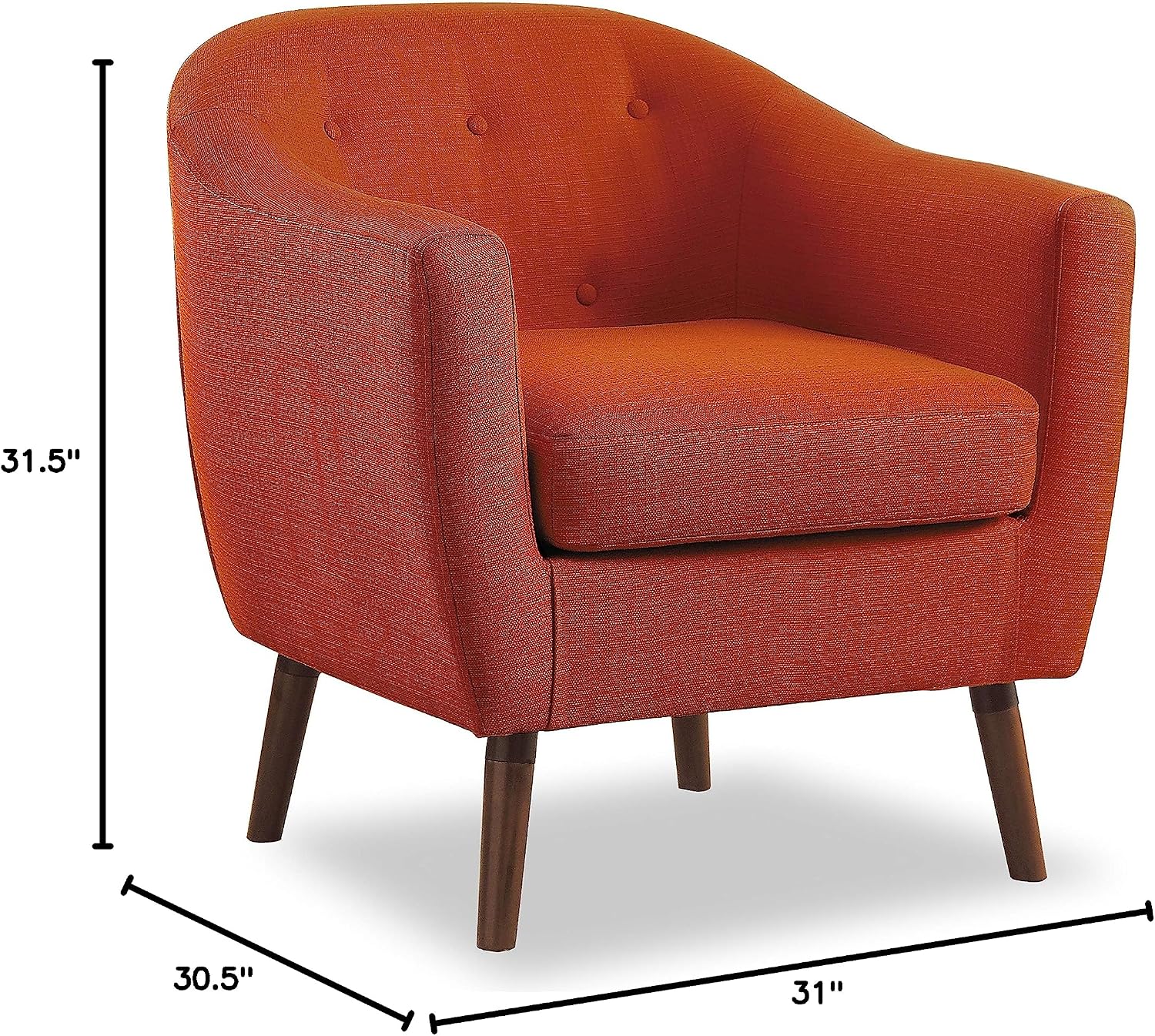 Homelegance Lucille Modern Accent Chair, Upholstered Reading Chair with Button-Tufted Back, Sloped Arms, Removable Seat Cushion Cover and Espresso Wood Legs, for Living Room, Bedroom or Office, Blue