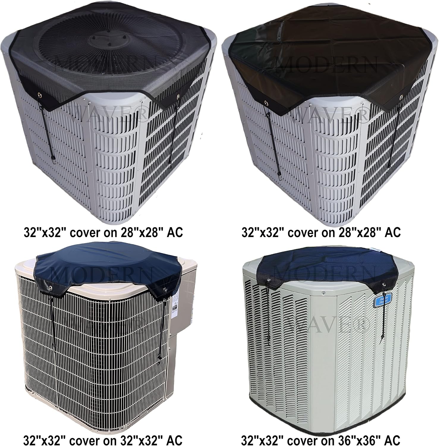 MODERN WAVE - 2 (Two) Central Air Conditioner Covers for Outside Units 36 x 36 inch - 1 (One) Top Universal Mesh Cover and 1 (One) Winter Waterproof