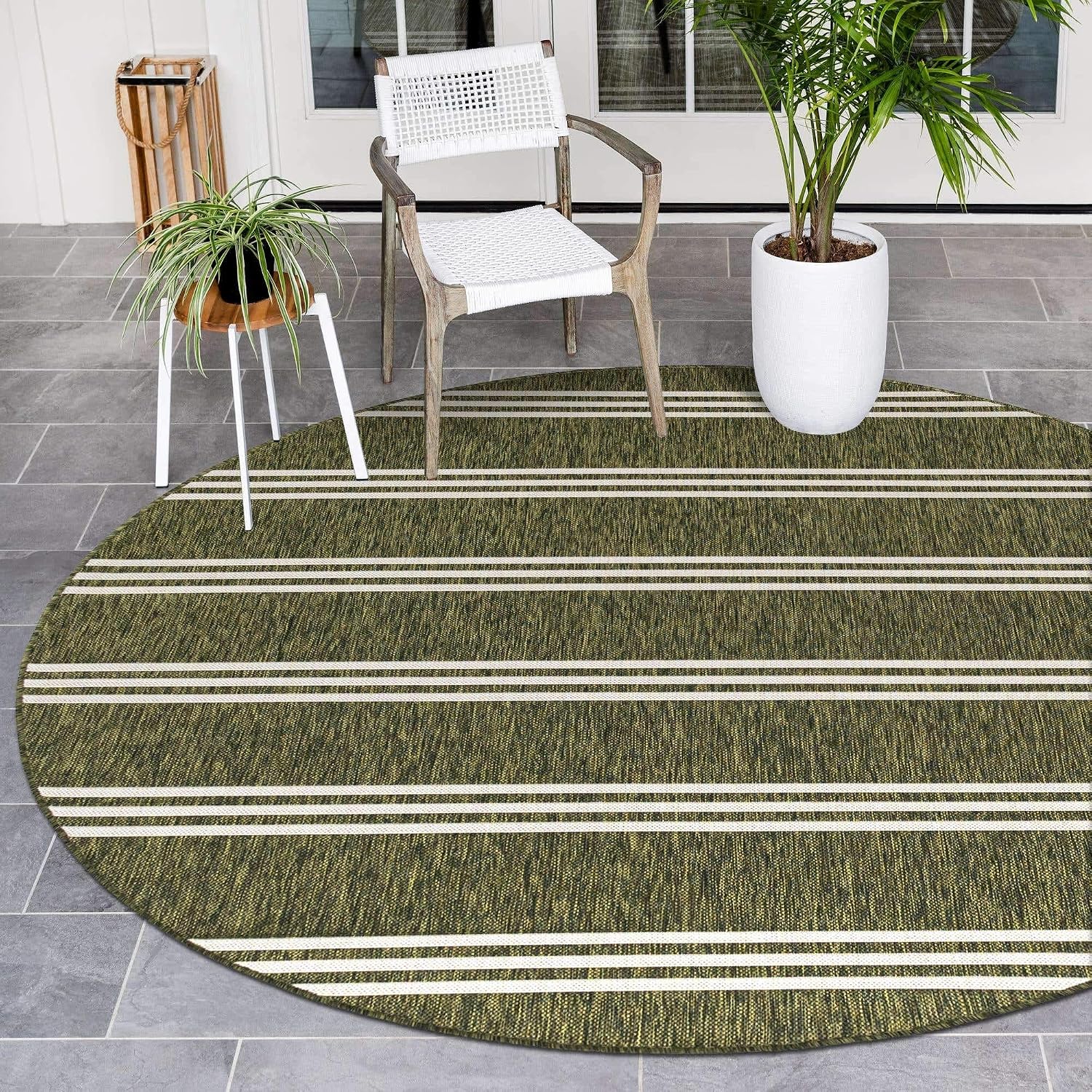 Unique Loom Outdoor Collection Area Rug - Anguilla (9' x 12' Rectangle, Blue/ Ivory)