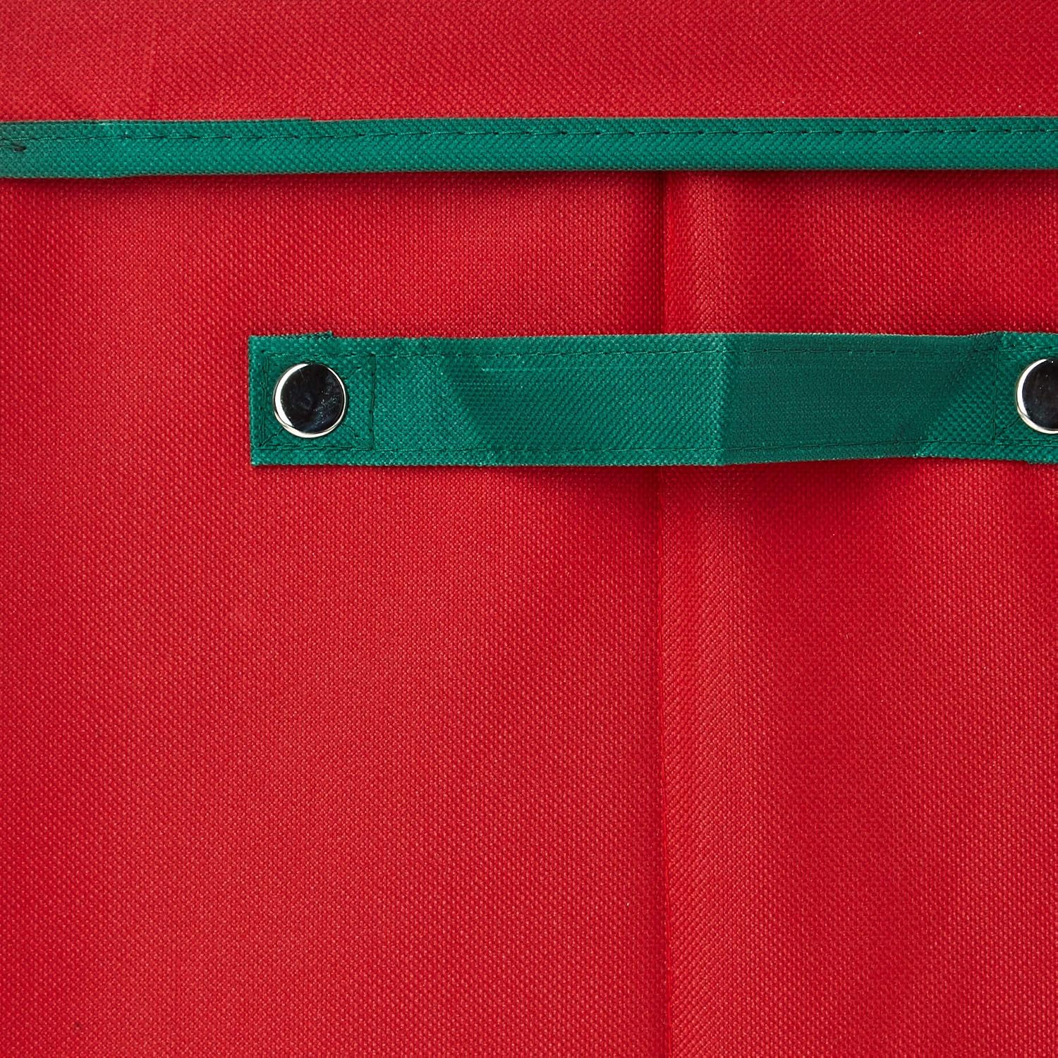 Christmas Decor Storage Box - Red Oxford Canvas Ornament Cube Chest With 64 Compartment Dividers, Riveted Handles, and Lid by Elf Stor