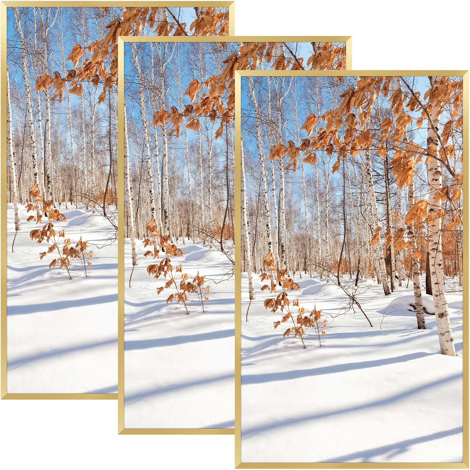 Golden State Art 3 Pack 12x12 Black Aluminum Frames, Real Glass Fronts