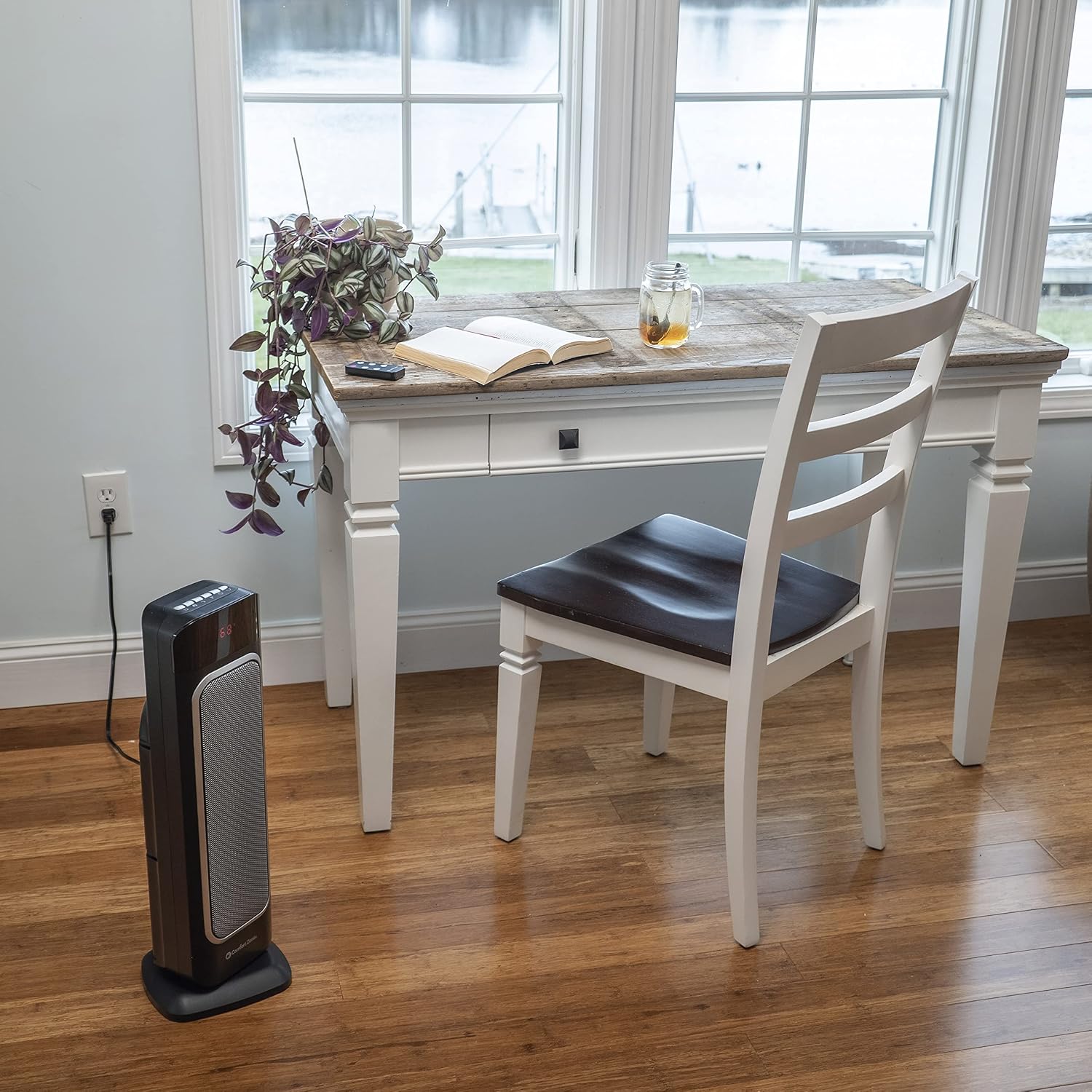 Comfort Zone Electric 24" Oscillating Digital Tower Space Heater with Full Function Remote, Adjustable Thermostat, and Overheat Protection