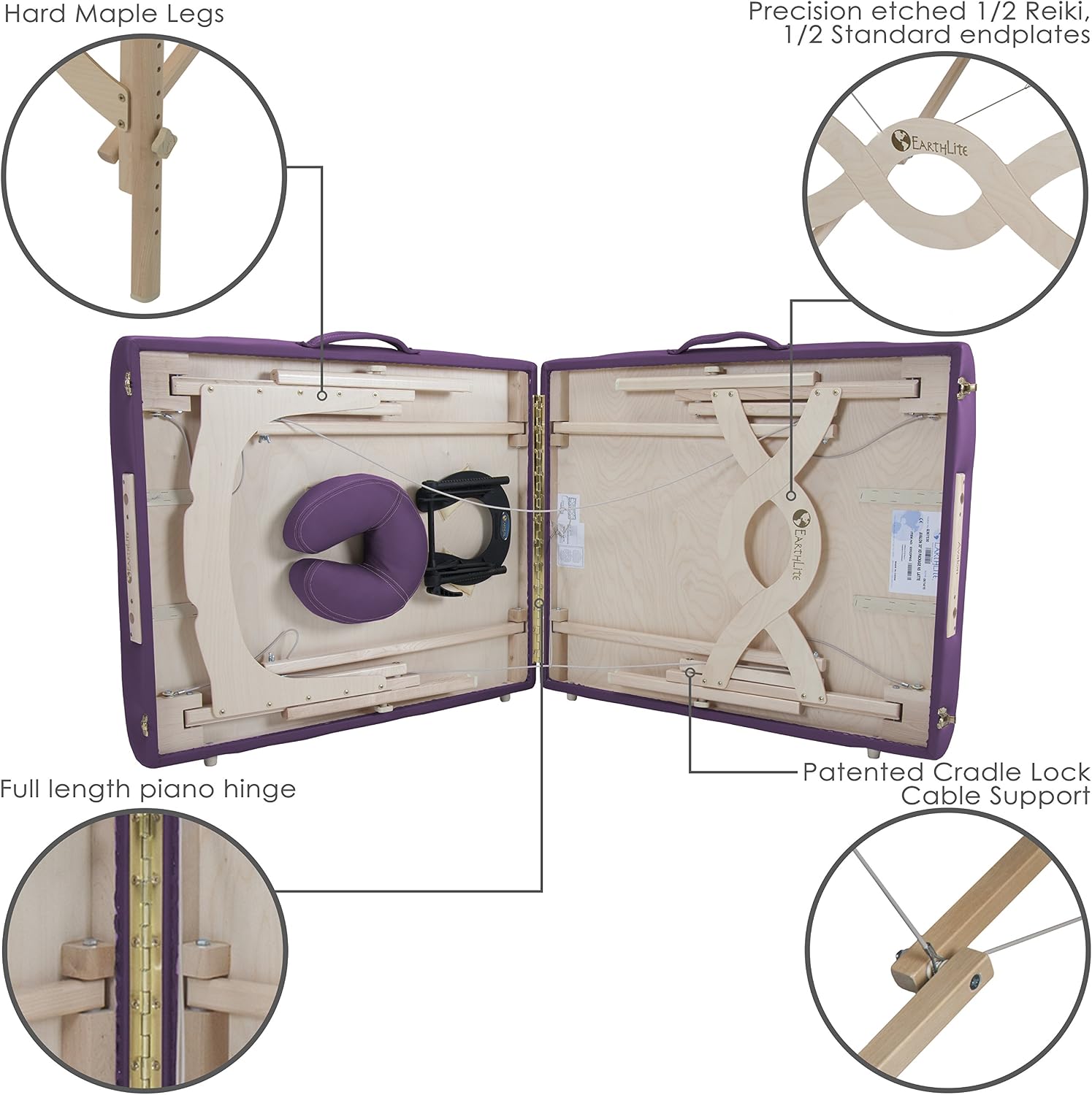 EARTHLITE Portable Massage Table Package AVALON – Reiki Endplate, Premium Flex-Rest Face Cradle & Strata Cushion, Carry Case (30”x73”)