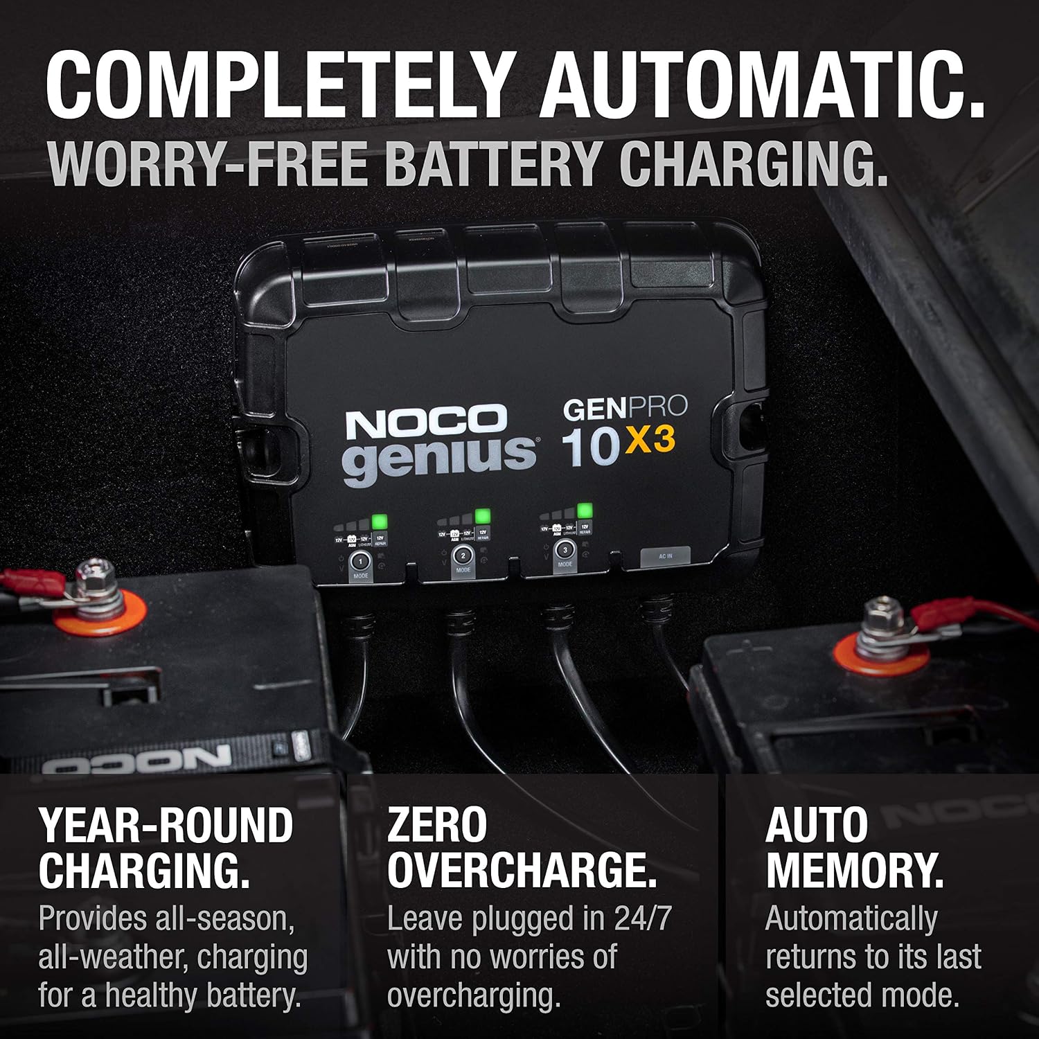 NOCO GENPRO10X3 12V 30A 3-Bank OnBoard Marine Battery Charger & Maintainer