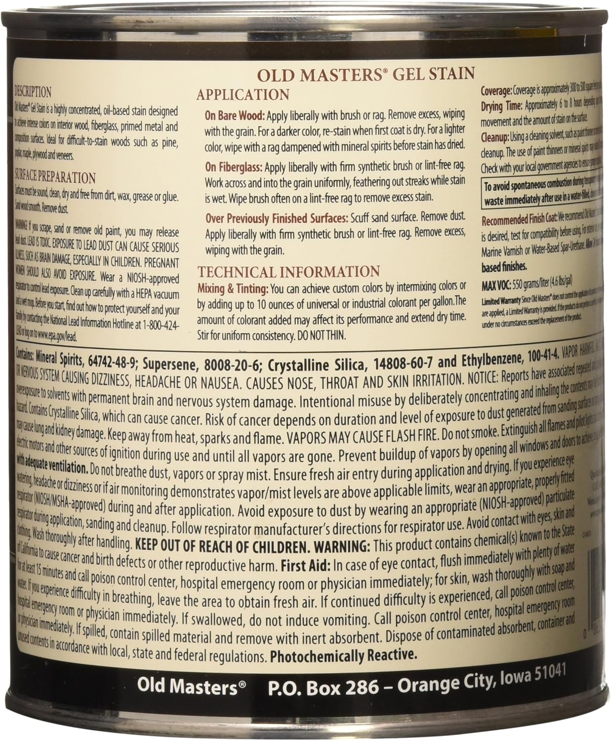 Old Masters 24982 81304 Gel Stain, Cedar, 1 Quart