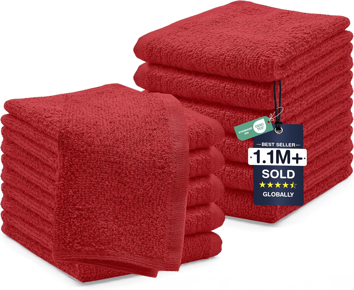 DAN RIVER 24 Pack Cotton Wash Cloths Set for Showering [12x12] White