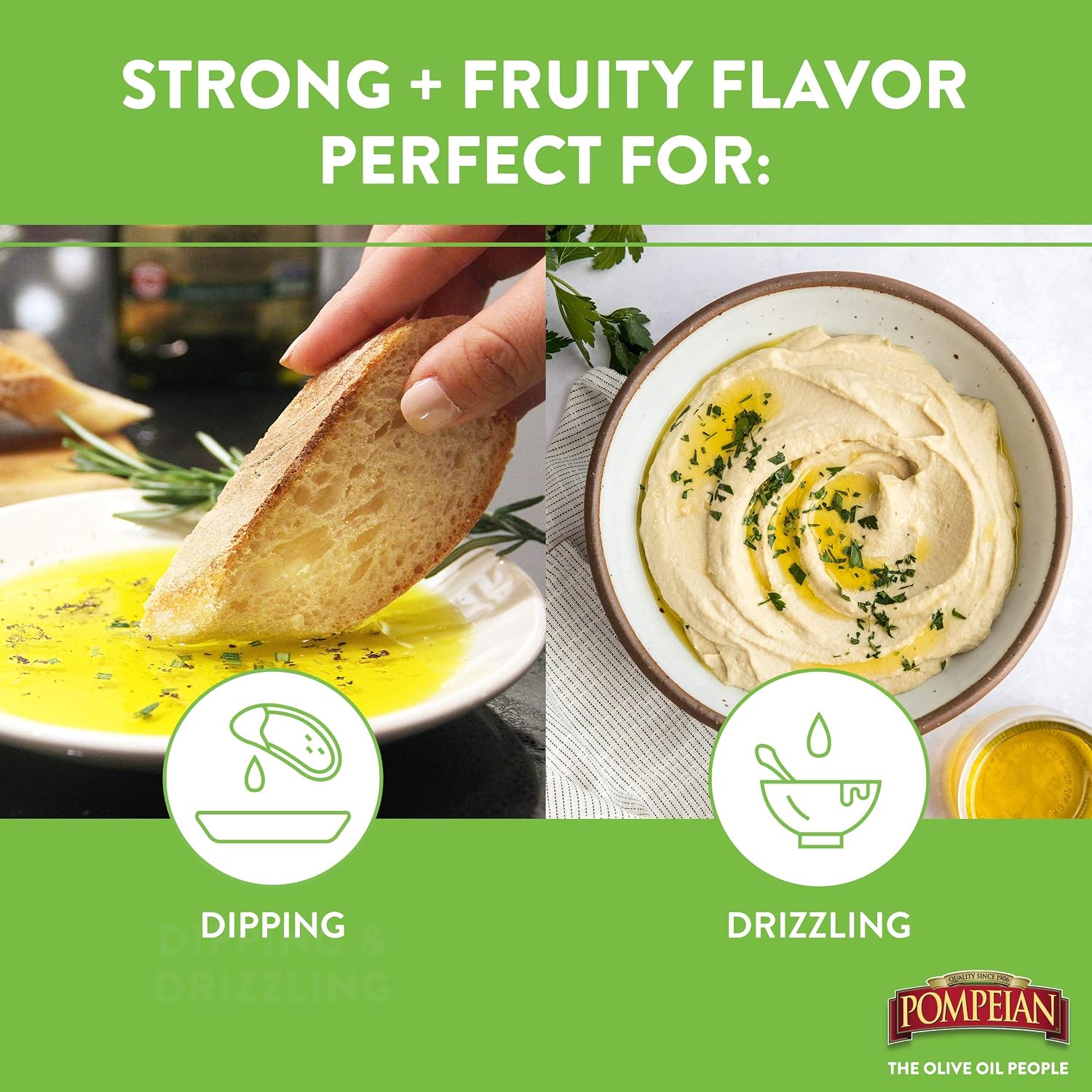 Pompeian Bold Spanish Extra Virgin Olive Oil - 16 fl oz - First Cold Pressed Olive Oil for Cooking - Bold Taste for Dipping and Drizzling