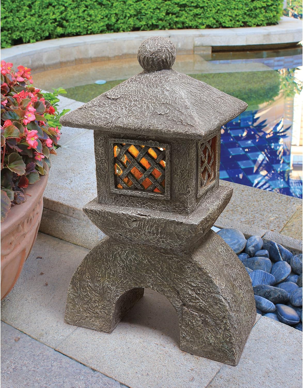 Design toscano ng29870 asian decor pagoda lantern indoor/outdoor statue, 11 inches wide, 11 inches deep, 17 inches high, handcast polyresin, two tone stone finish