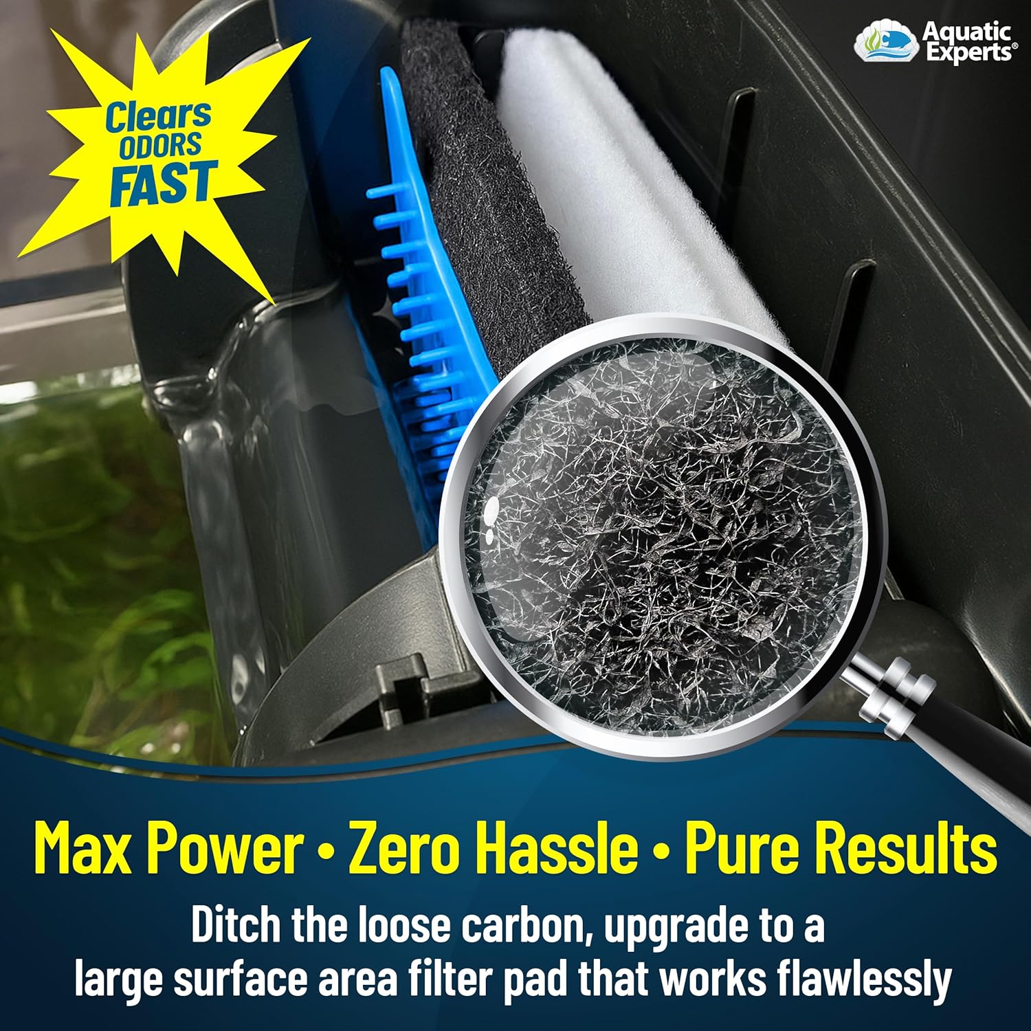 Aquarium Carbon Pad – Cut‑to‑Fit Carbon Infused Filter Pad Media for Crystal Clear Fish Tanks and Ponds, 3/8"–1/2" Thick (10.5 Inch Width