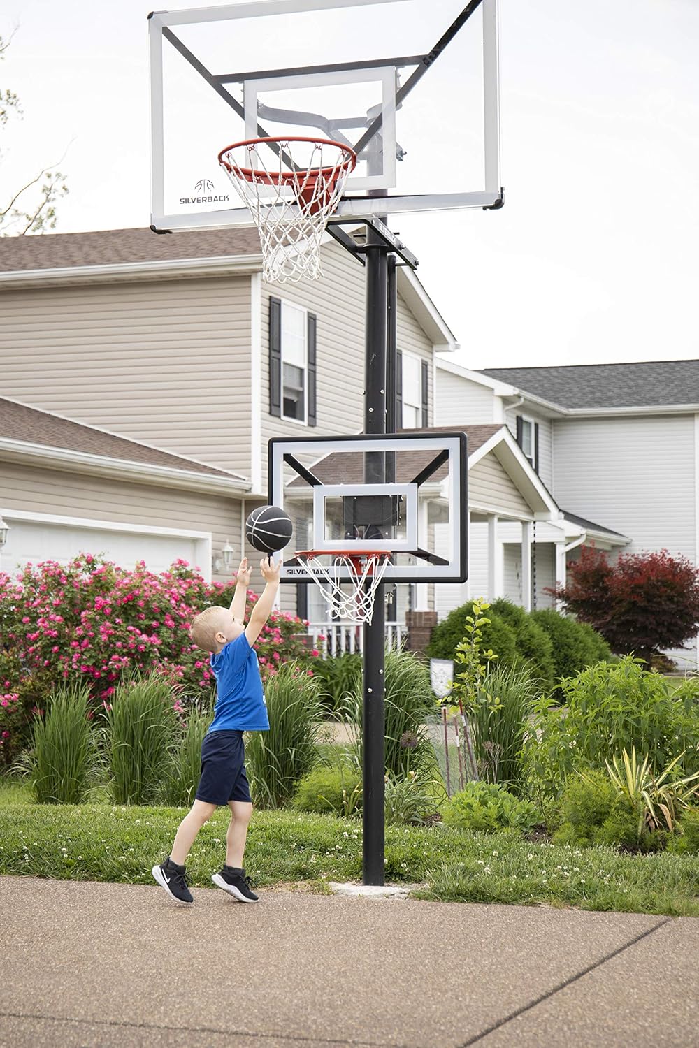 Silverback Junior Youth 33" Basketball Hoop with Lock ‘n Rock Mounting Technology Mounts to Round and Vertical Poles, Black (B8410W)