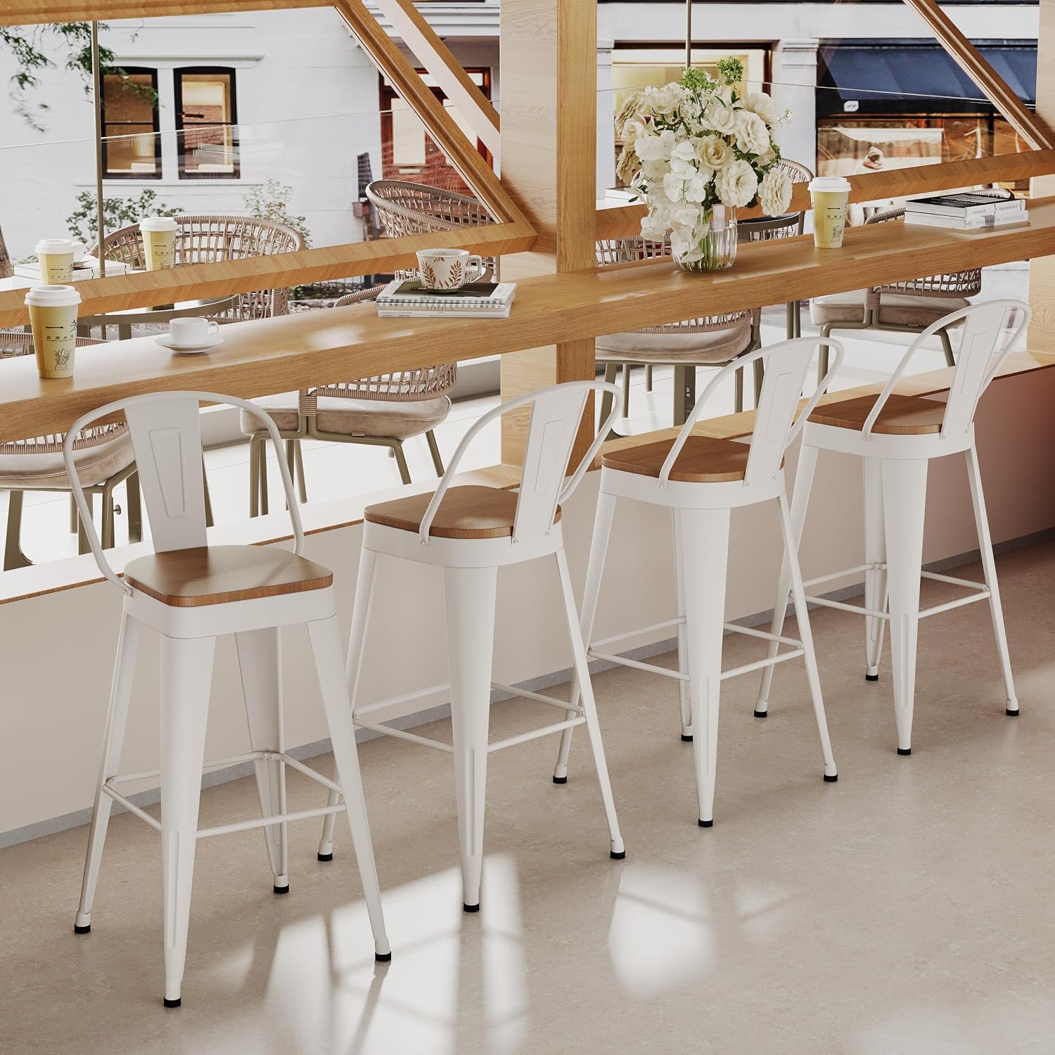Aklaus Metal Bar Stools Set of 4