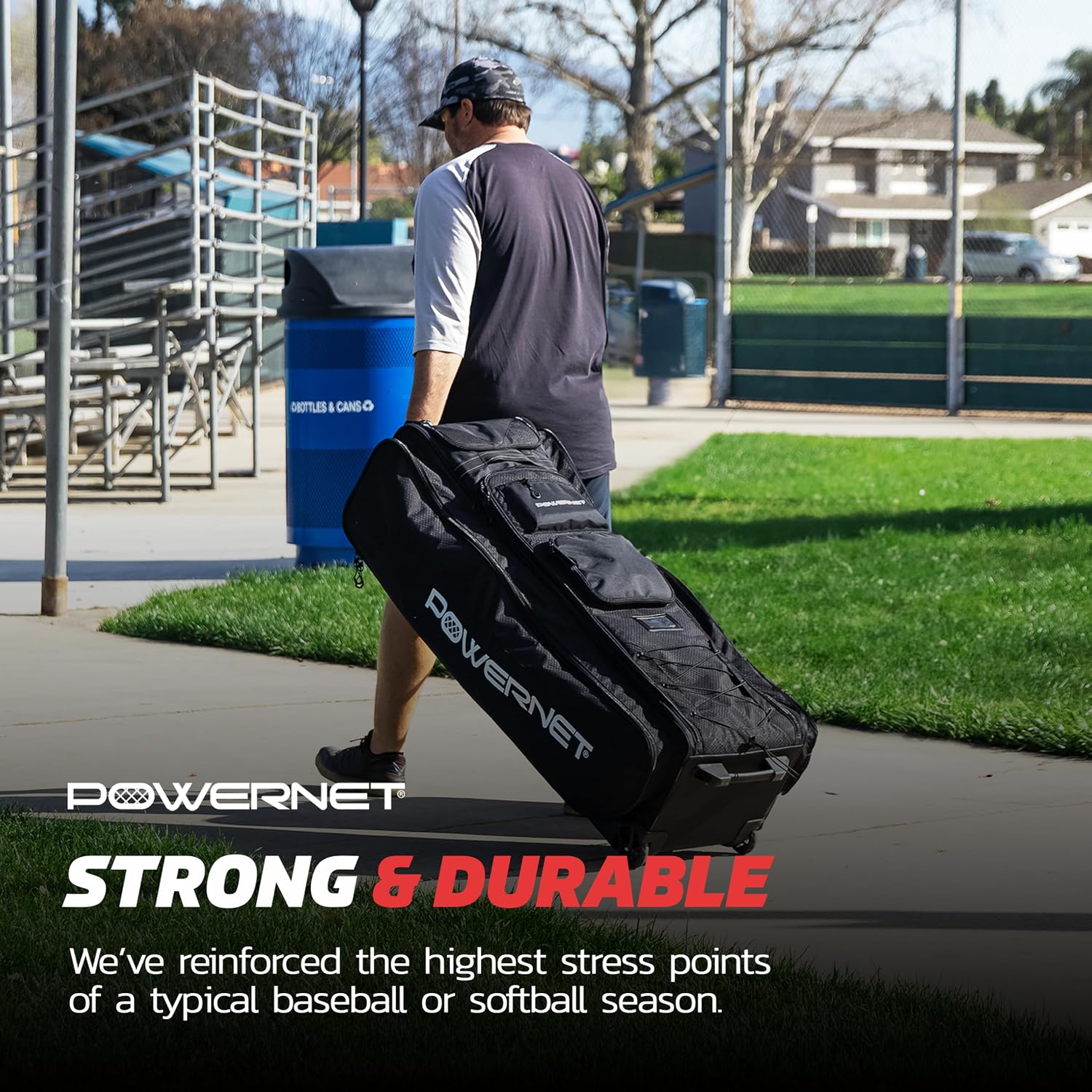 PowerNet All Gear Transporter Baseball Travel Bag, Rolling Duffle with Wheels & Handle for Baseball Accessories, Catchers Gear & Bats