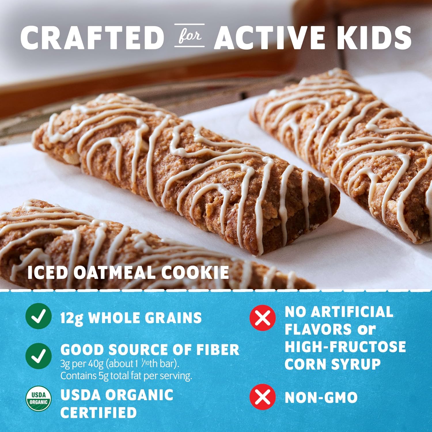 Zbar - Iced Oatmeal Cookie - Soft-Baked Energy Snack Bars - Non-GMO - 12g Whole Grains - USDA Organic Granola Bars - Snacks for Kids (18 Pack)