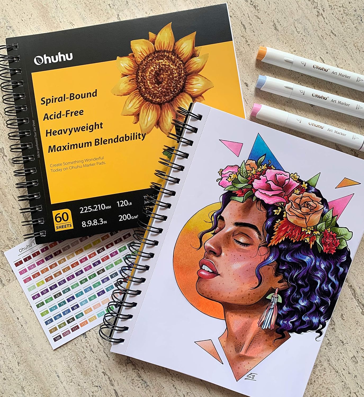 Ohuhu 7"x10" Marker Paper Pad Art Sketchbook for Drawing and Sketching