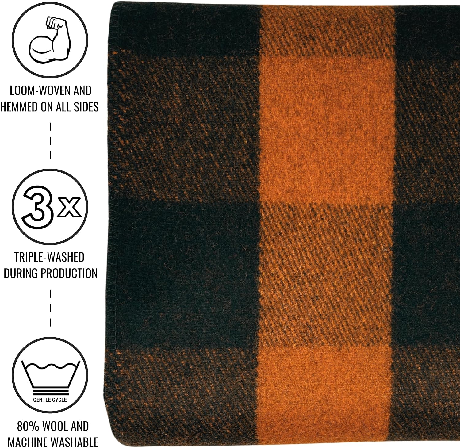 Arcturus Military Wool Blanket - Warm, Thick, Washable - Great for Outdoors, Camping, Stadium Blanket, Picnics, Travel - Car & Bushcraft Survival Kits