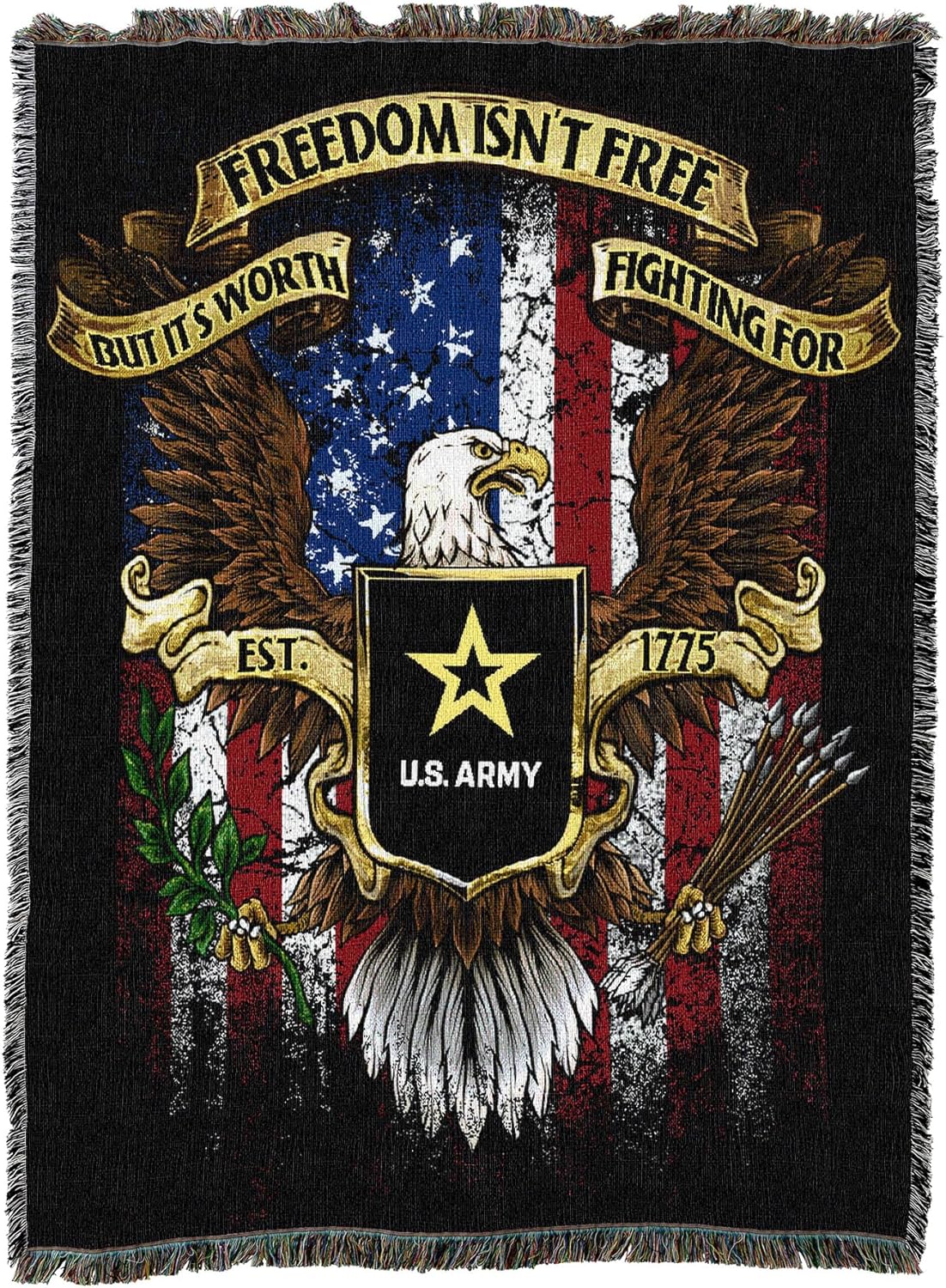 Pure Country Weavers US Army -Military Service Mark Seal Blanket Eagle - Gift Military Tapestry Throw Woven from Cotton - Made in the USA (72x54)