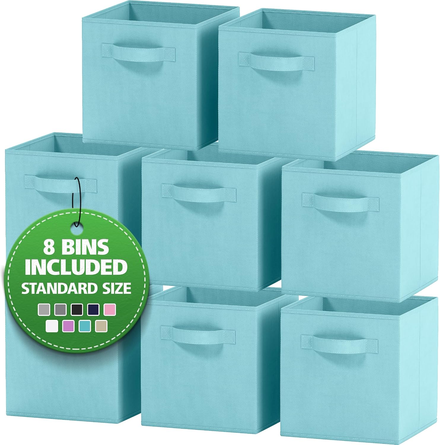 Storage Cubes Pack Of 8 - Standard Size Cube Storage Bin 10.5x10.5x11 With Dual Handles For Easy Carrying- Fabric Storage Bins Collapsible (Black)