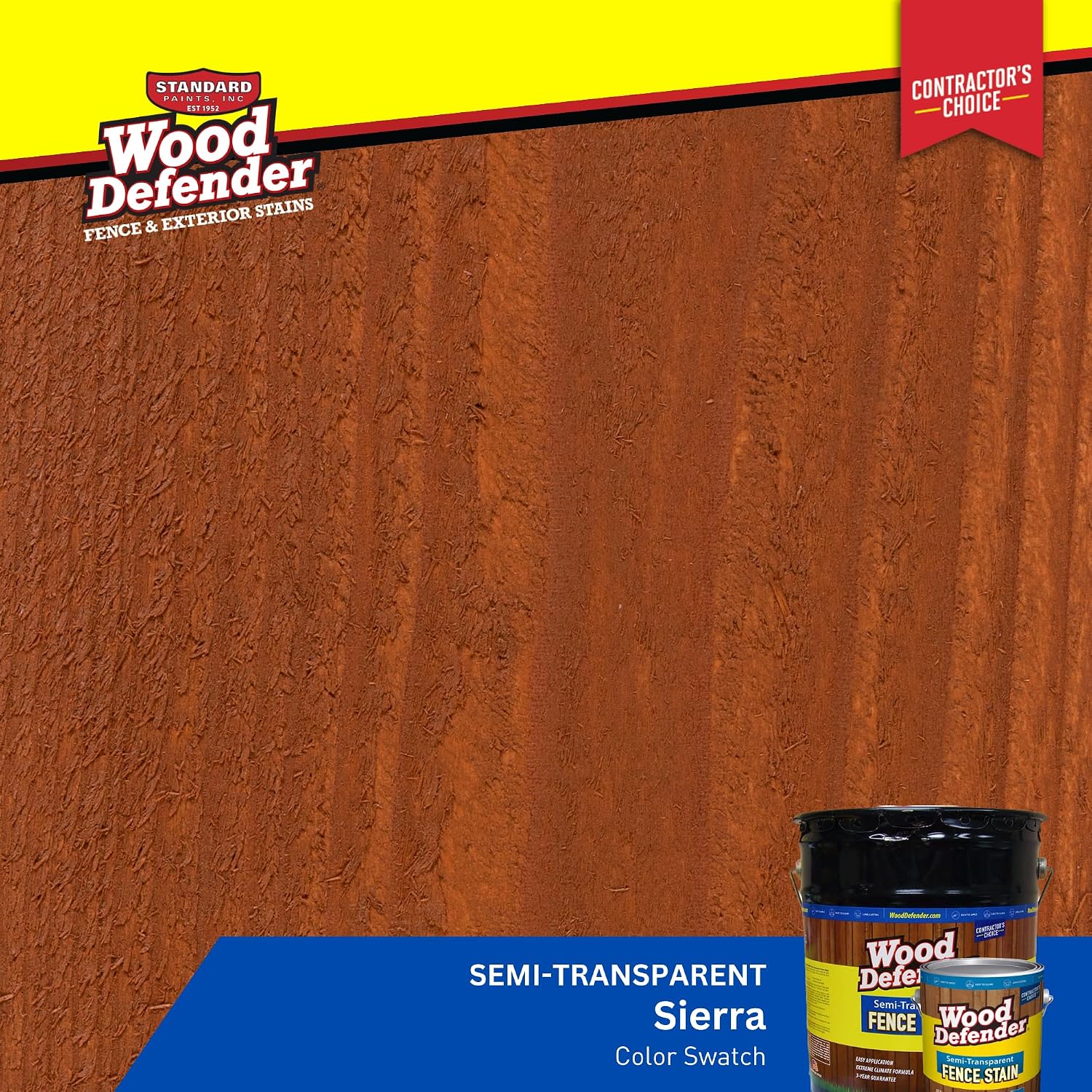 Wood Defender Semi-Transparent Fence Stain and Seal Sierra 1-Gallon | Oil-Based Exterior Fence Coating| Long-Lasting Color Protection for Wood Fences