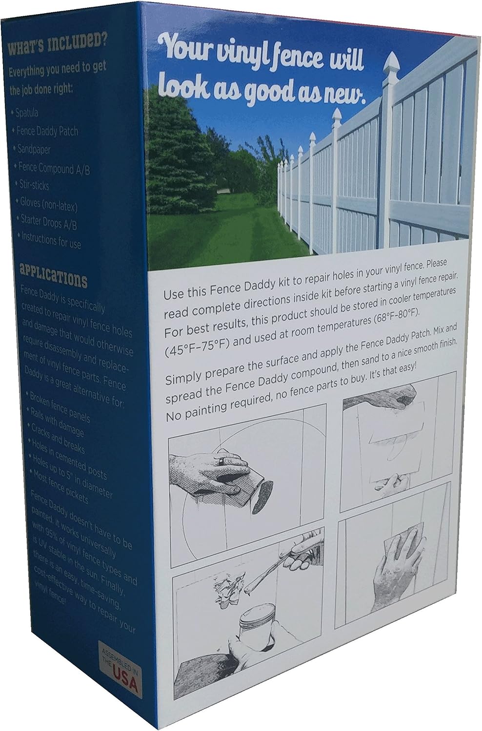 Vinyl Fence Post Repair Kit (Alternative to Replacement Vinyl Fence Panels, Posts, Pickets, Sections, Rails and Parts) White Fence Daddy Kit