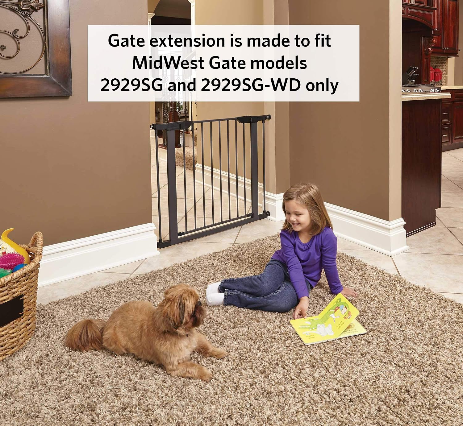 MidWest Homes for Pets Steel Pet Gate Extension; Pet Gate Extension Measures 6' Wide x 39' High in Soft White (Fits MW Model # 2939SW)
